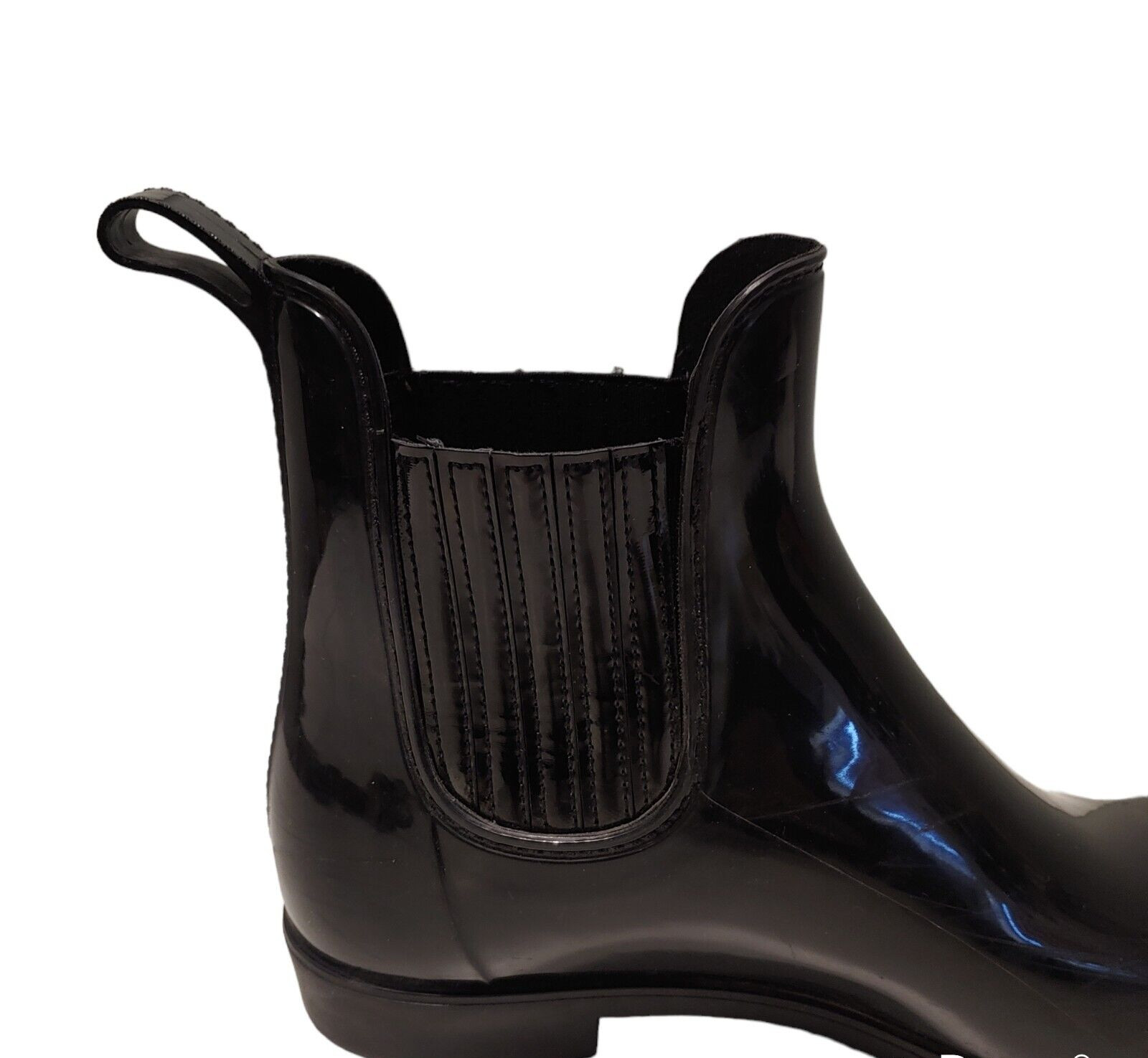 Women casual workwear black comfortable mid-calf pull on tabs rain boots size 11