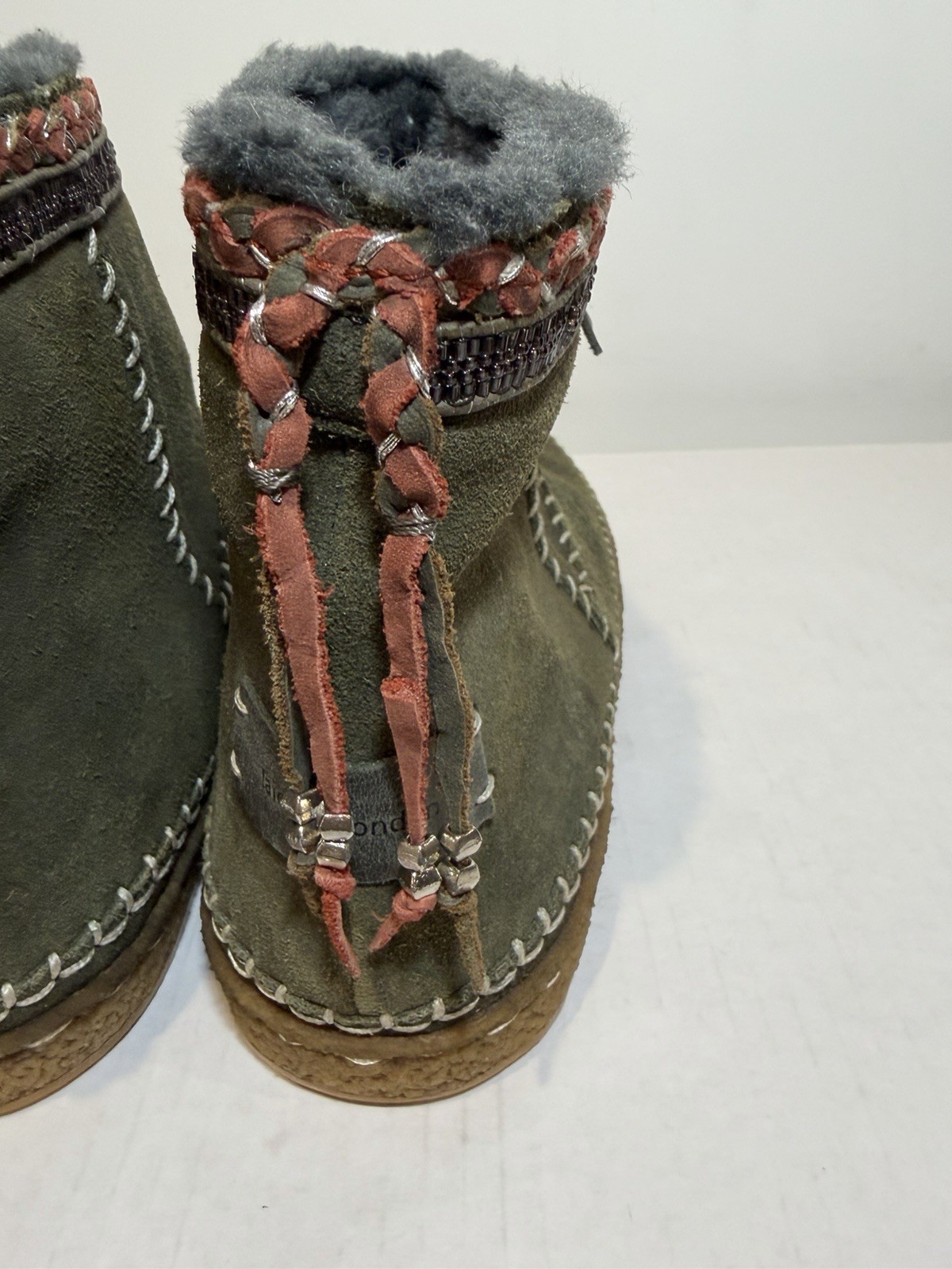 Laidback London🔥Boote Suede Sheepskin/Boho/Prairie/Western/Grunge Sz~40/US 9💥
