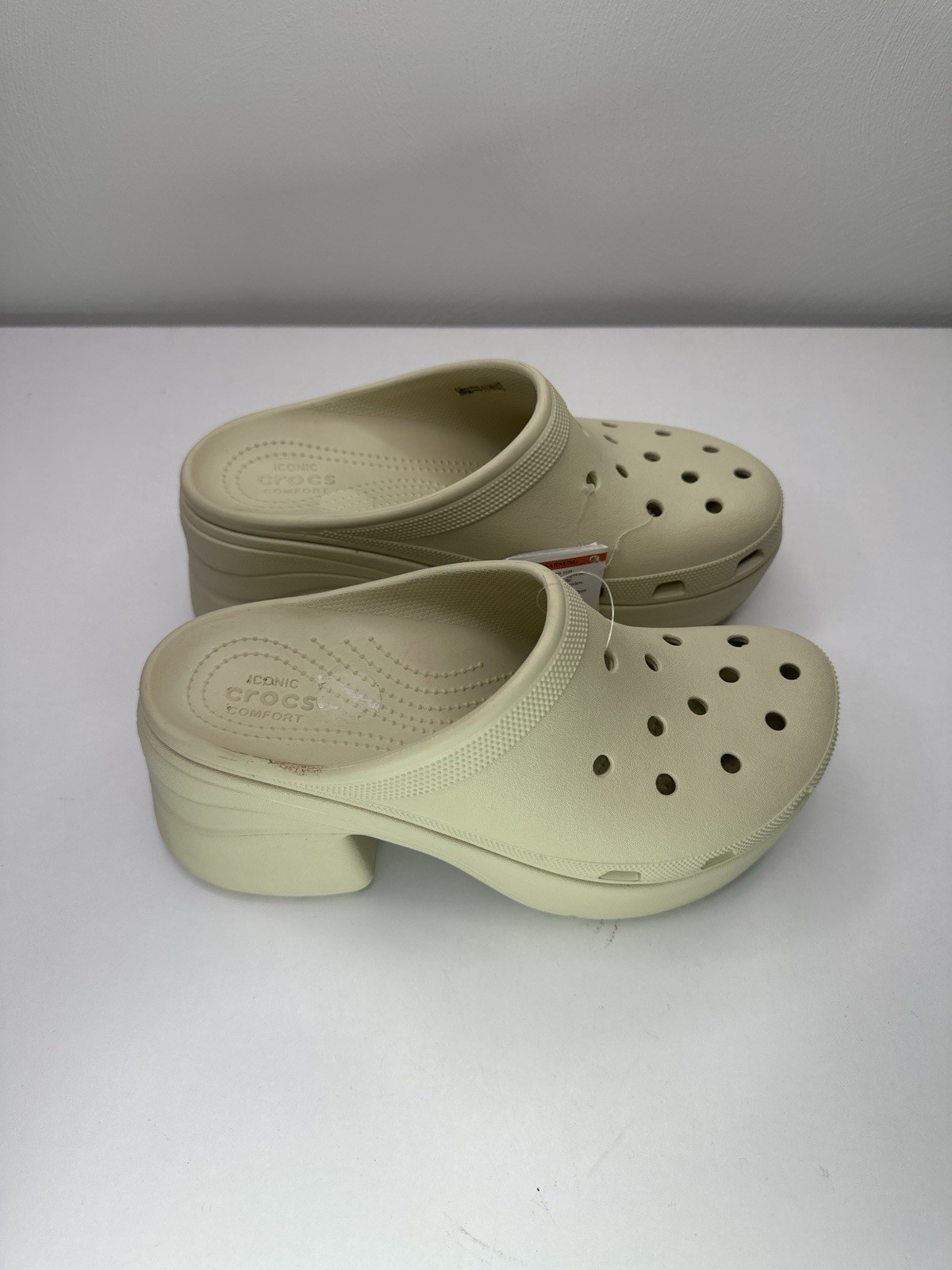 NWT Crocs Siren Clog Platform Heel Bone Beige Women Size US 12 Slip On