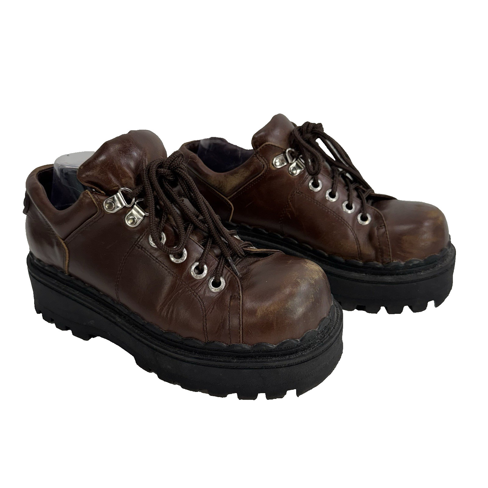 UNIF Seek Y2K Shoe Brown Leather Chunky Platform Lug Sole Oxfords Women’s 9
