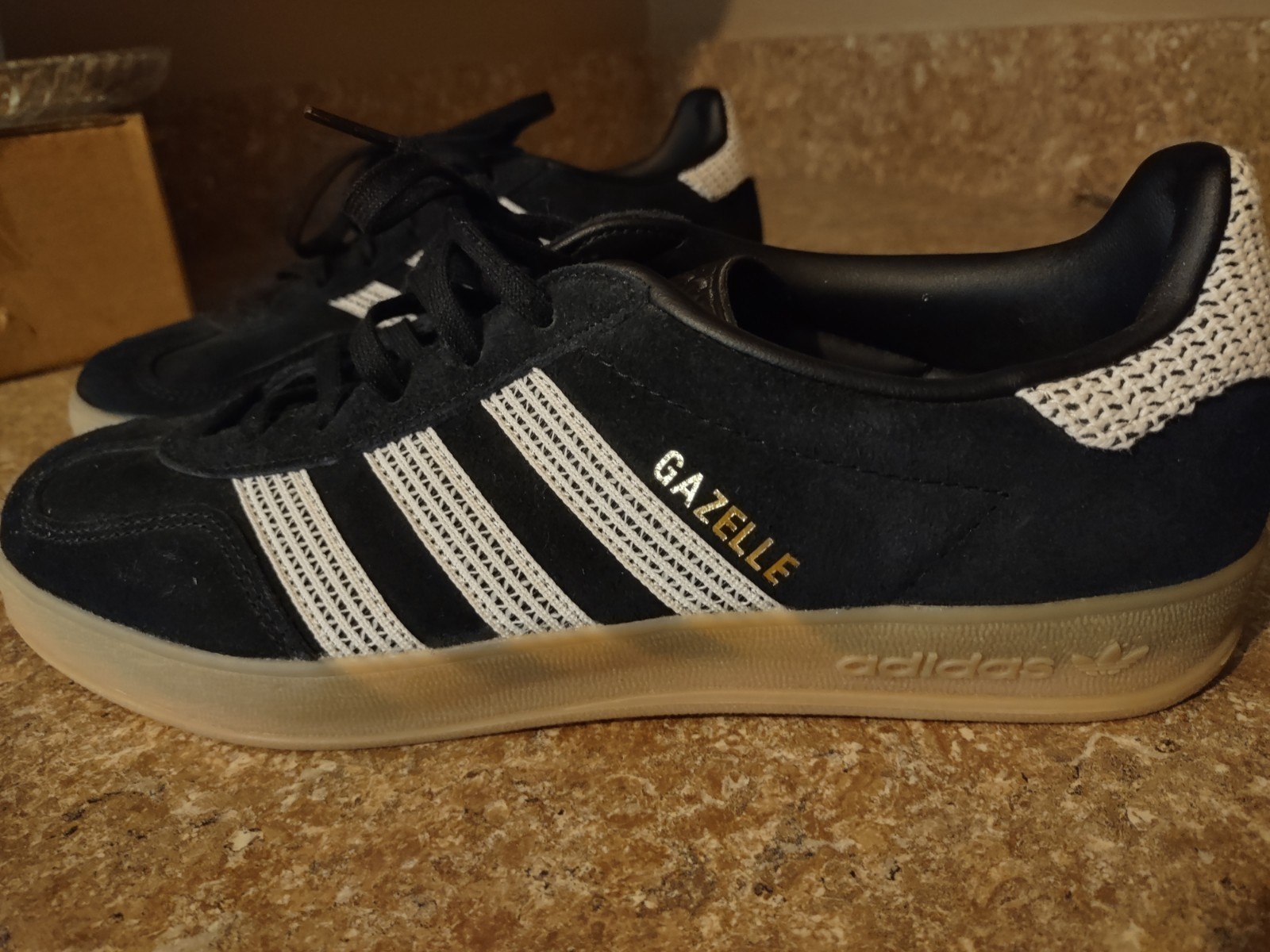 Adidas Originals Gazelle Indoor W Black Beige Gum Women Casual Shoes