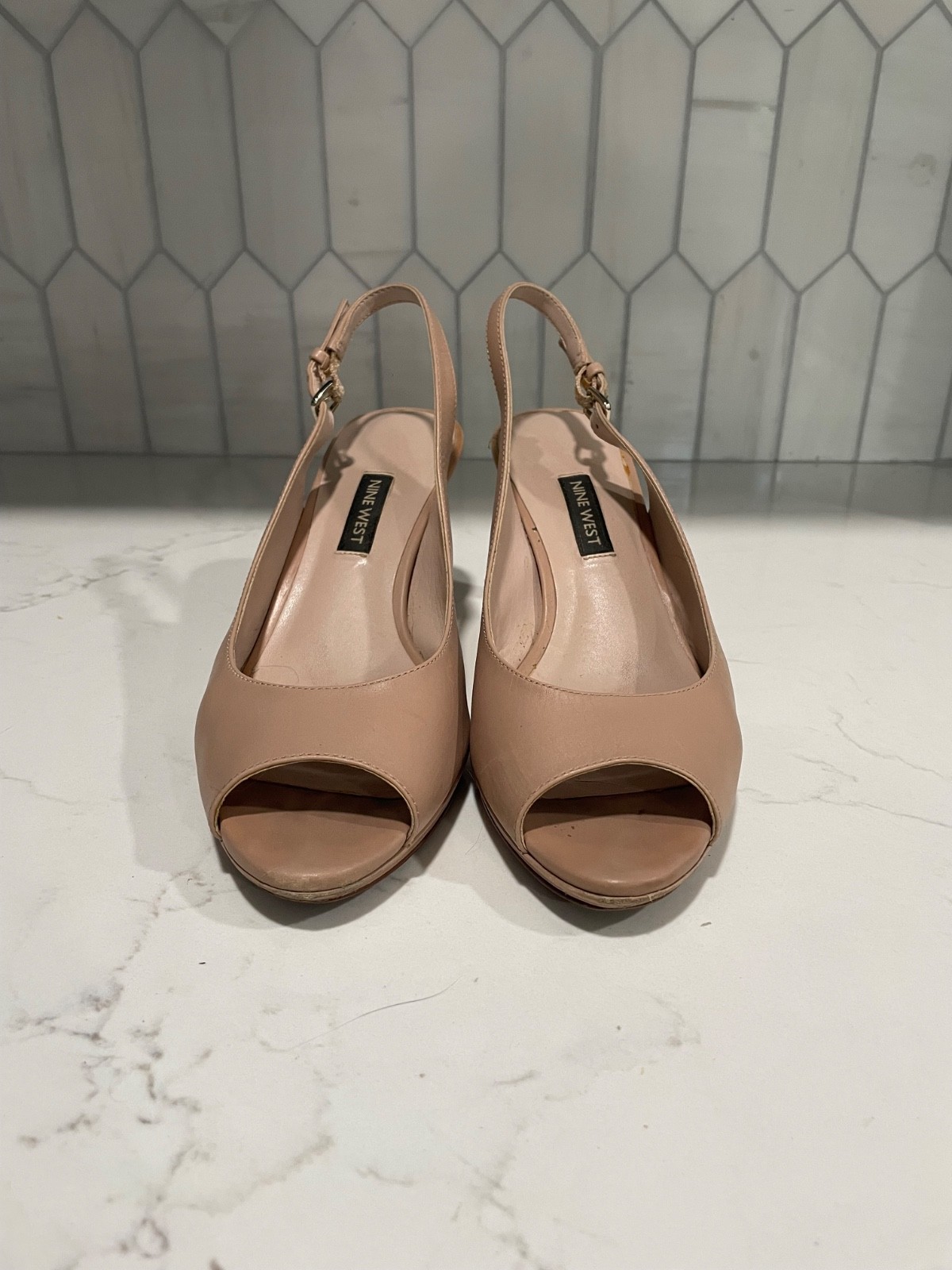GUC Nine West Nude Slingback Pumps 7M