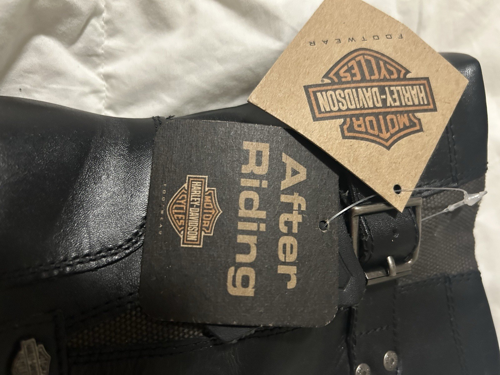 Harley-Davidson Women’s Black Leather Ankle Bootie Round Toe Zip Buckle 8.5