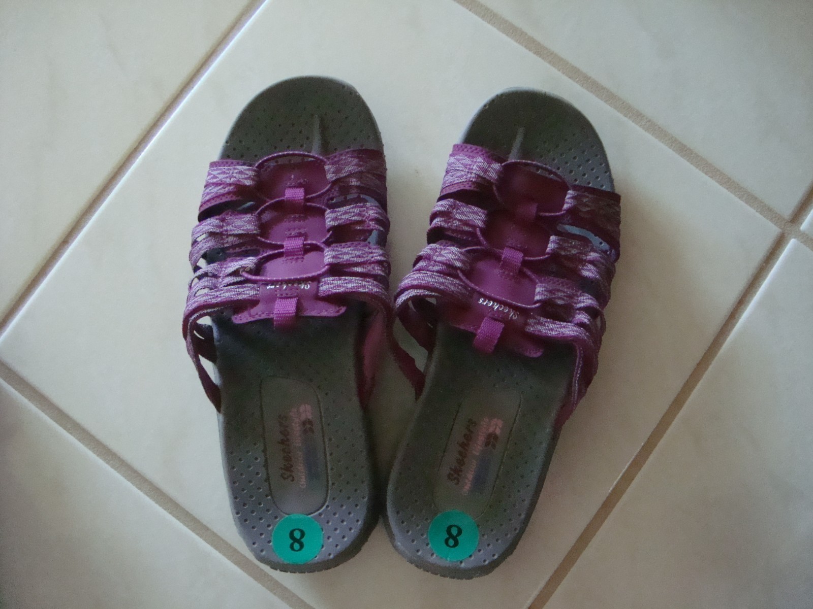 Womens SHOES SANDALS, VIOLET/GRAY – SKECHERS OUTDOOR LIFESTYLE SIZE 8