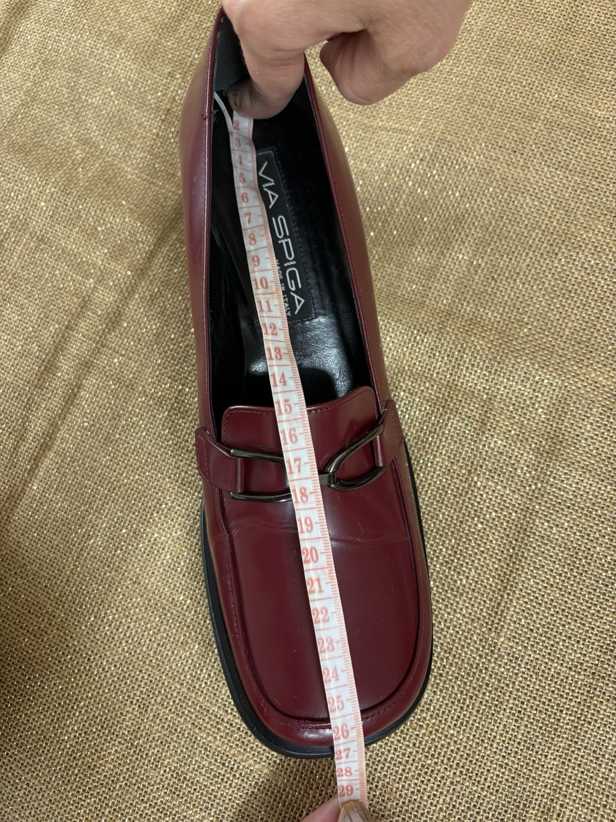 Via Spiga Made in Italy Burgundy Leather Block Heel Loafers – Women’s Size 8.5