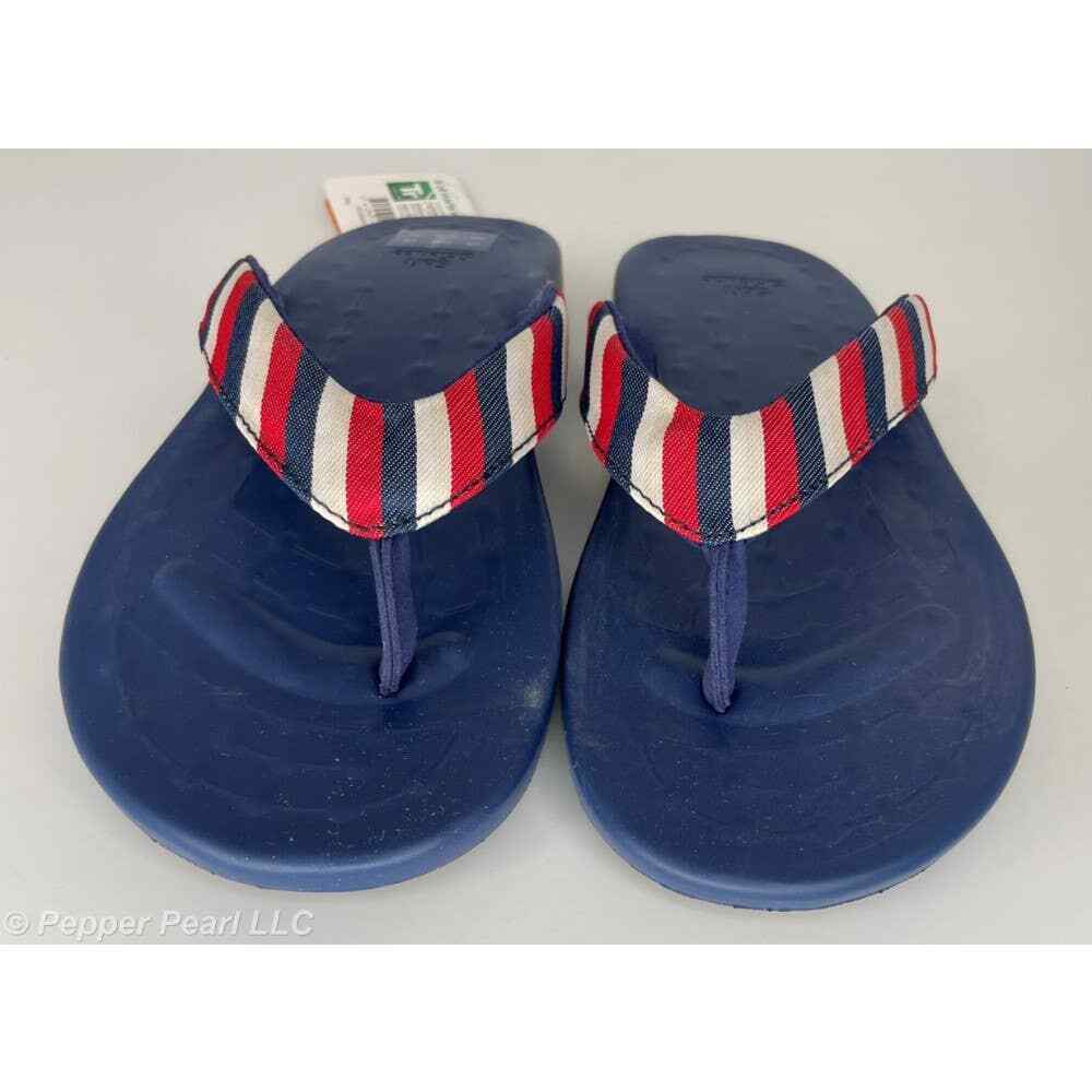 Flip Flop Thong Sandal Women’s Size 8 Blue Red White Stripe Soft Science Foam