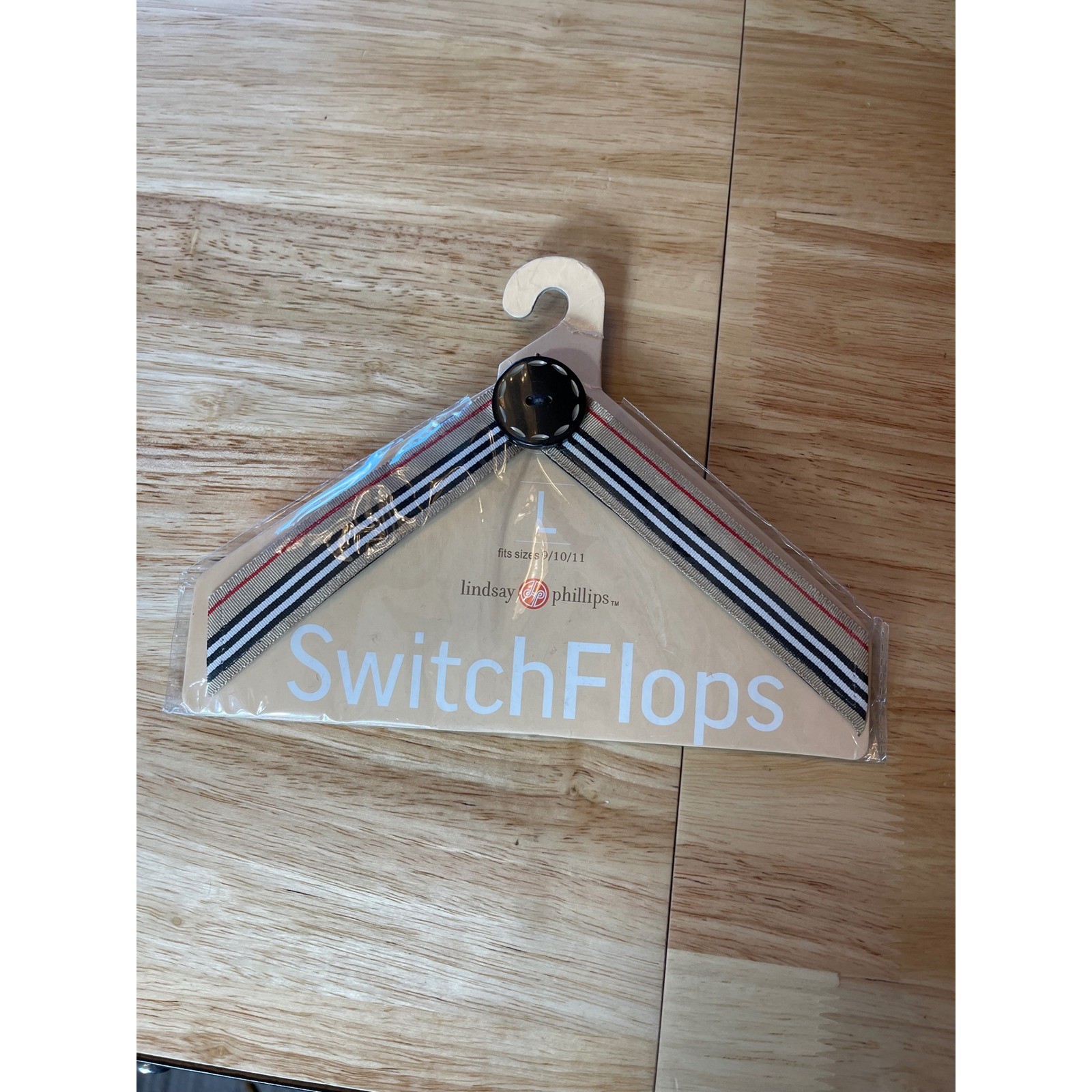 Lindsay Phillips SwitchFlops Brit Interchangeable Straps Tan Striped Large 9-11