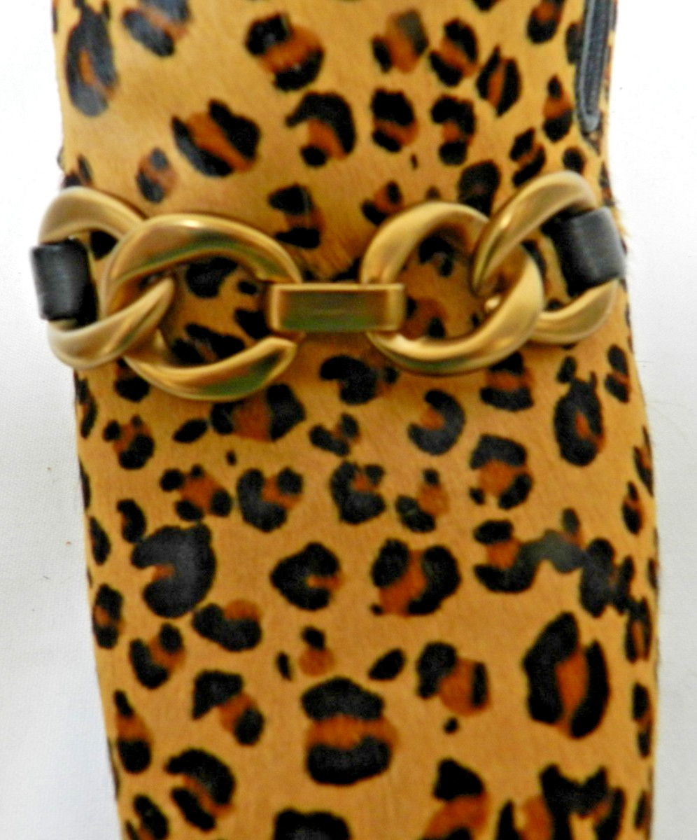 Via Spiga pony hair fur leather animal leopard block heels pumps NEW Size Sz 8