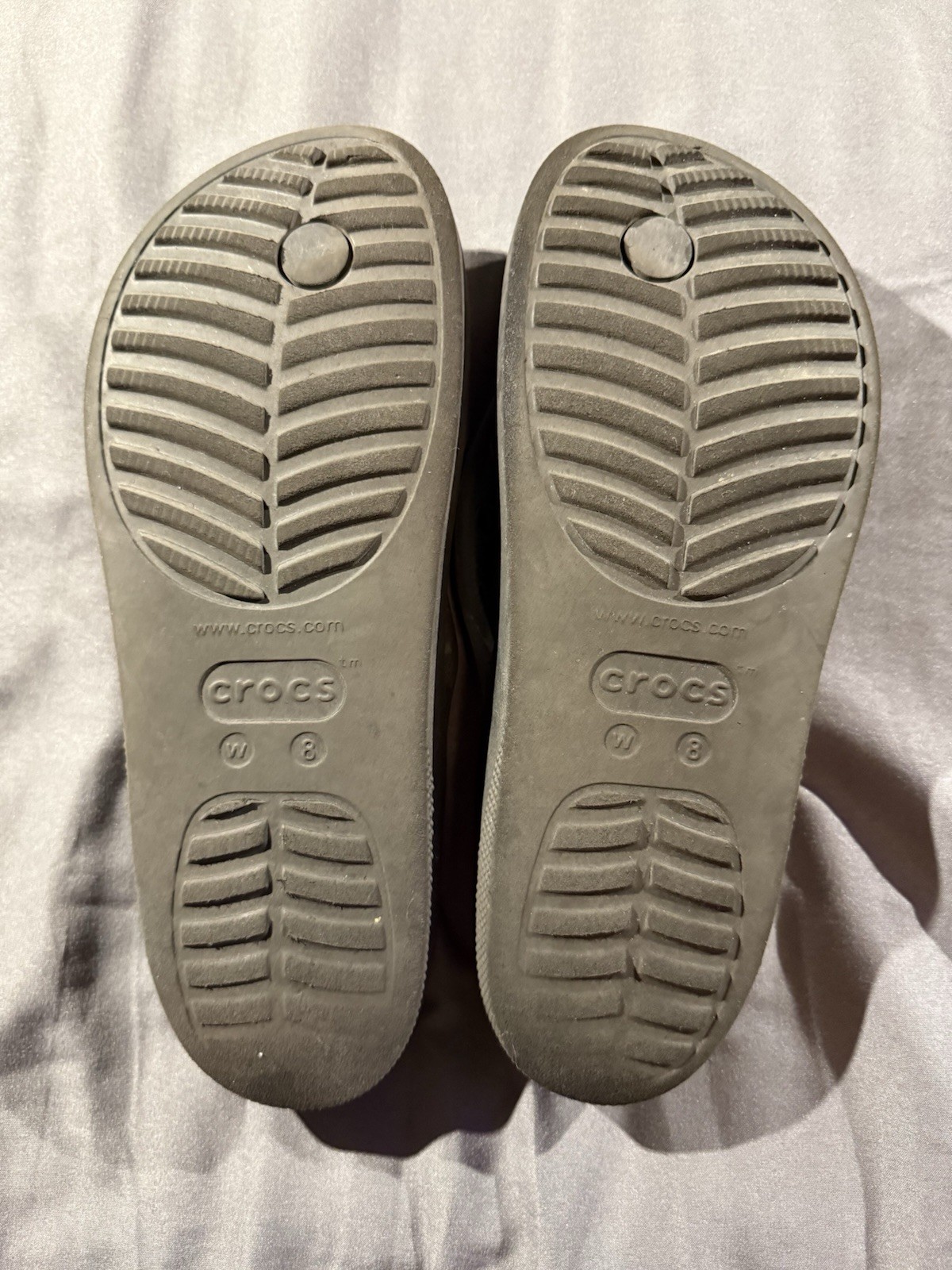 Crocs Baya II Unisex W8 M6 Flip Flops Black Comfort Thong Sandal Slip On