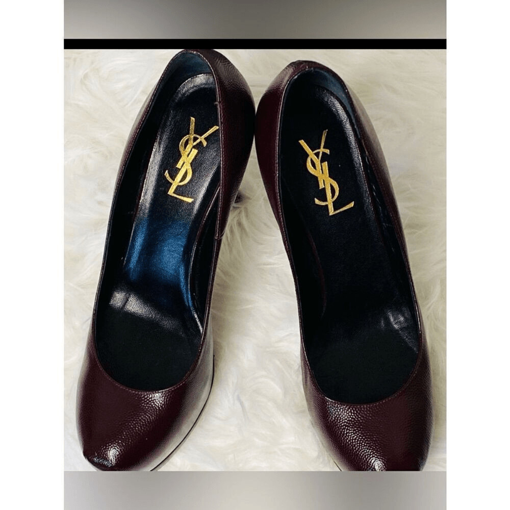 Yves Saint Laurent Tribtoo 80 Burgundy Leather Platform Stilettos