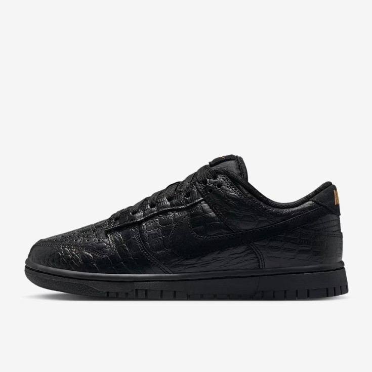 New Nike Women’s Dunk Low «Croc Skin» Shoes – Black/ Gold (HV4388-001)