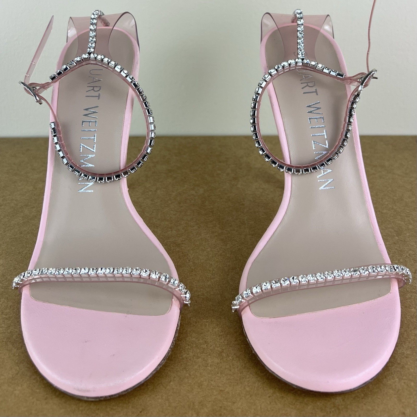$595 NEW STUART WEITZMAN PINK CRYSTAL EMBELLISHED HEELS 7.5