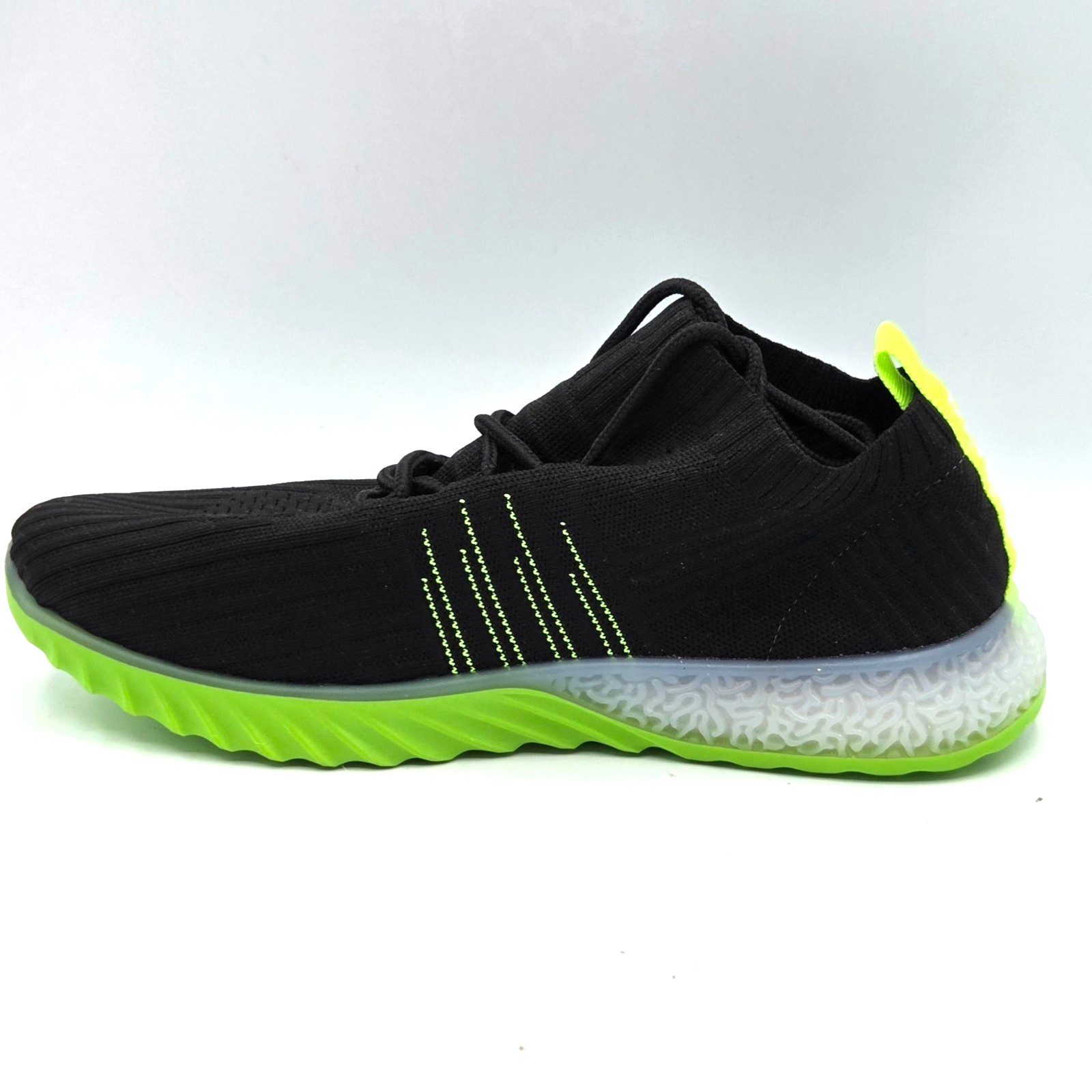 Danskin Positive Womens Size 8.5 Black/Green Lace Up Sneakers Poly Stretch Knit