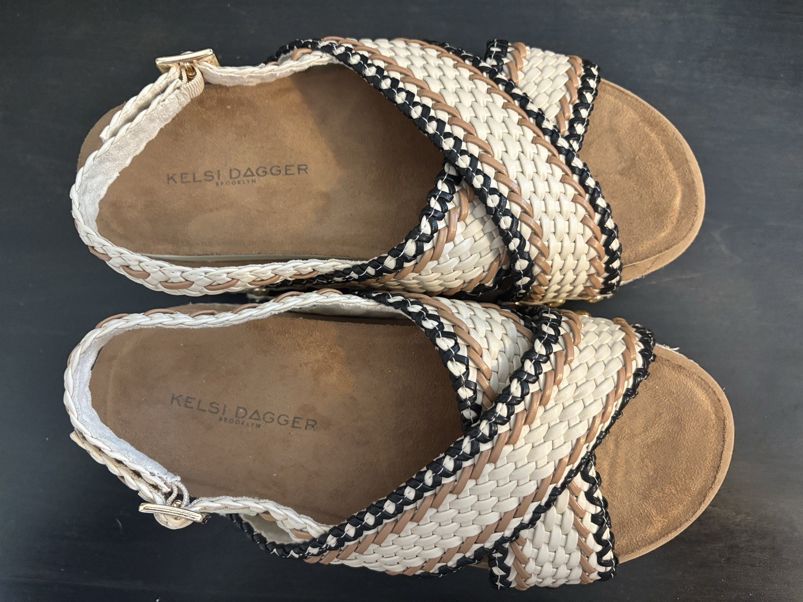 Kelsi Dagger Brooklyn Braided Strappy Wedge Sandals Ankle Strap Multicolor 7