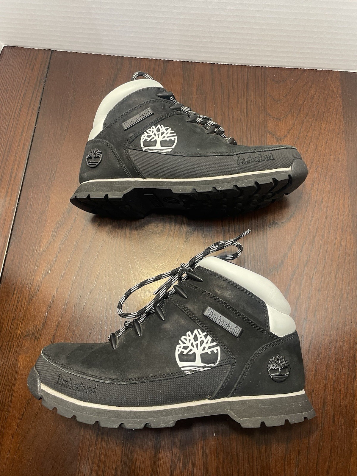 Timberland Euro Sprint Mid Hiker Boot A1R39 Women’s Size 8 Black White Trim
