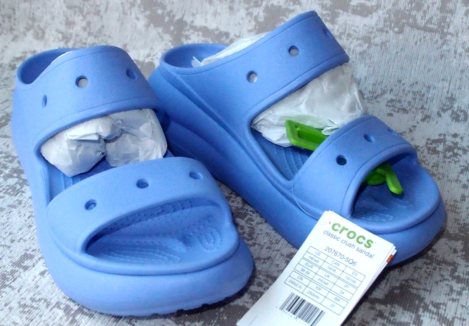 Crocs Classic Crush Sandal Platform Slides Wedge ❤️ Moon Jelly ❤️NWT SIZE 8❤️2