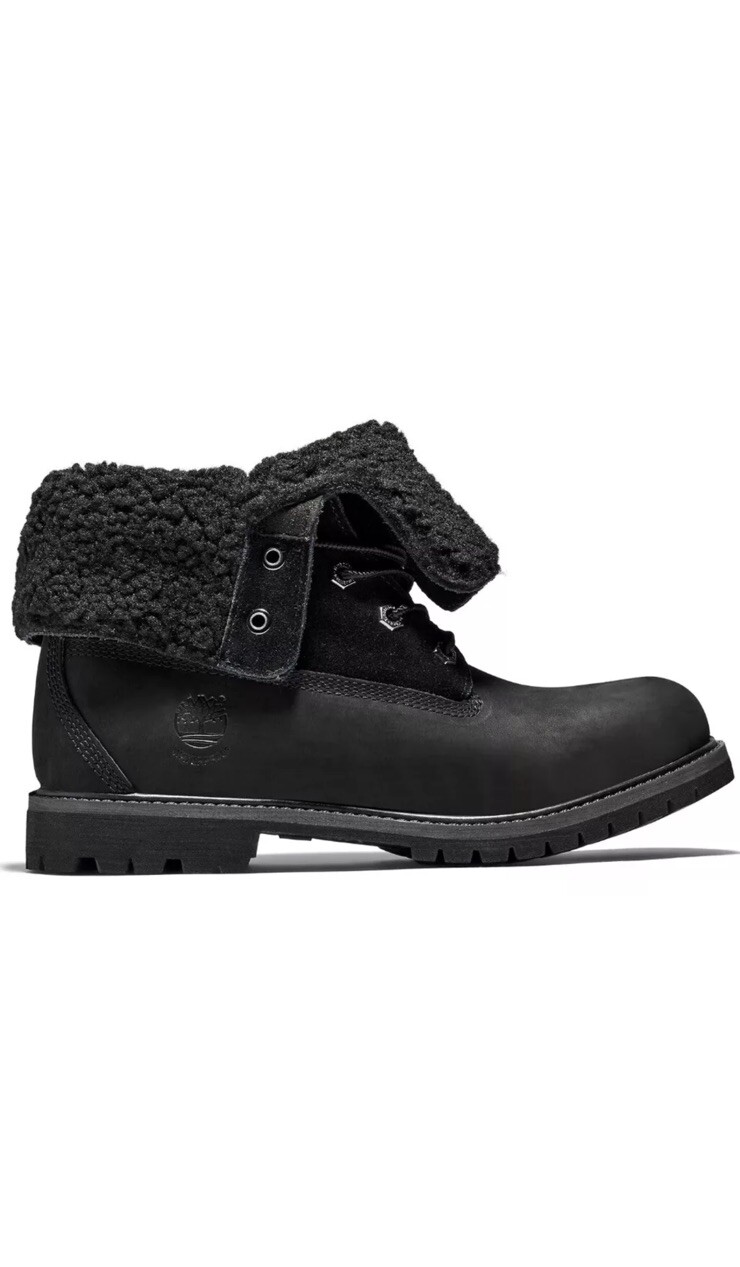 Timberland Waterproof Roll Fold-Down Teddy Fleece Black 8149A Women Size 8 NEW