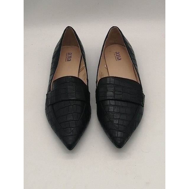 a.n.a. Flats Womens Ana Glen Black Croc 10 Slip On Dress Shoes Pointed Toe NEW