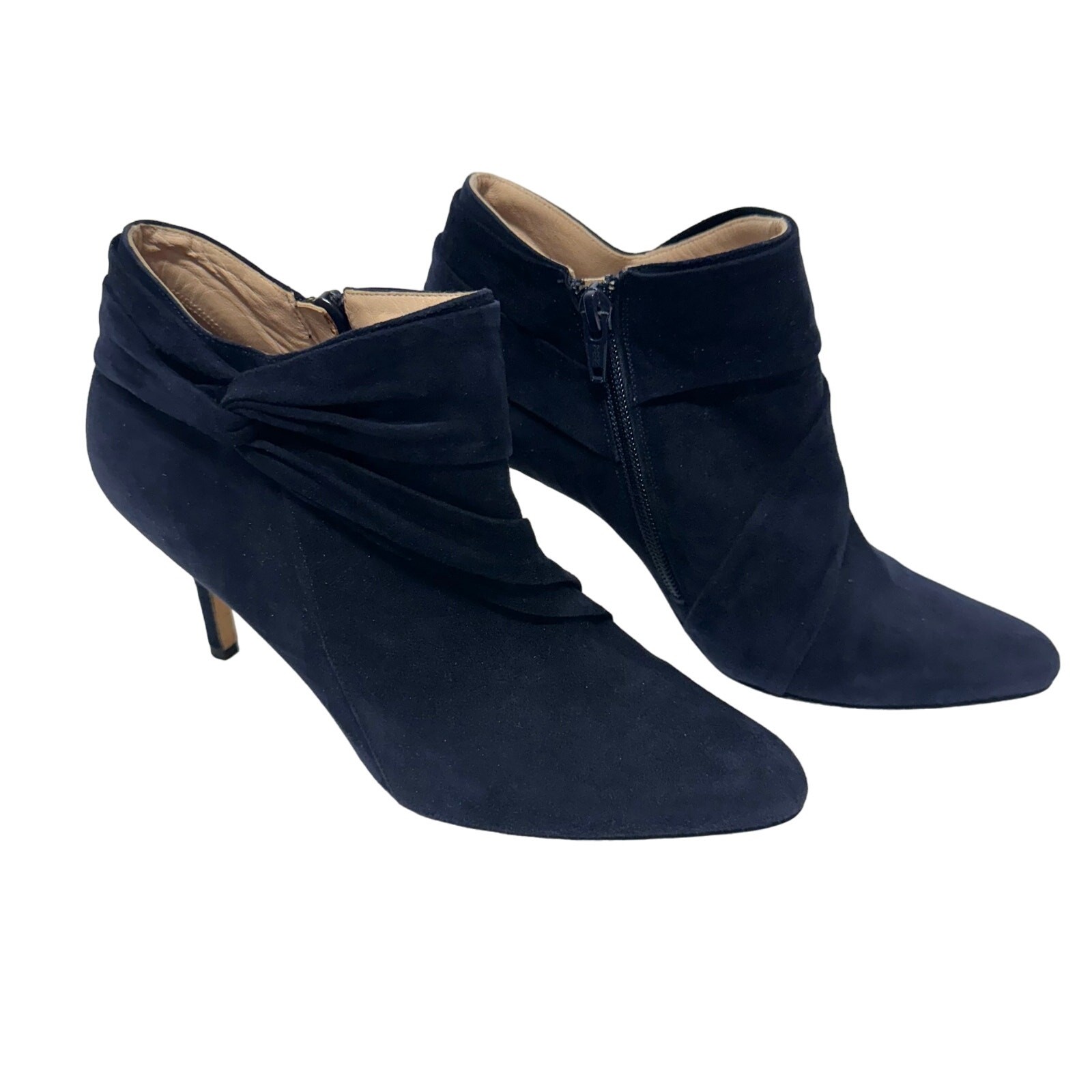 Oscar de la Renta Blue Suede Leather Heeled Ankle Booties Size 36.5/6 Italy