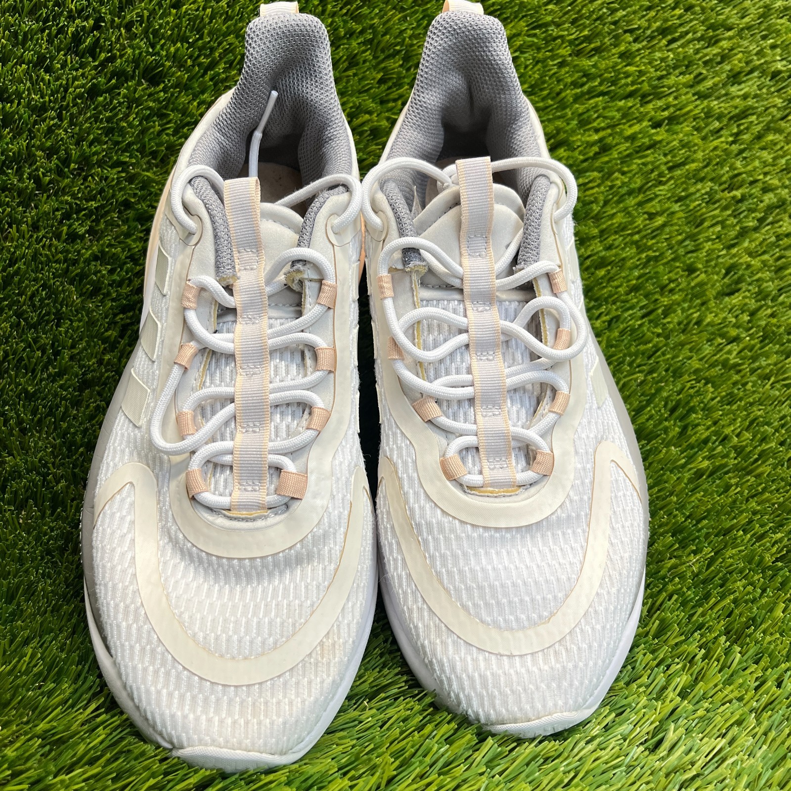 Adidas AlphaBounce+ Low Womens Size 9 White Gray Athletic Running Shoes Sneakers