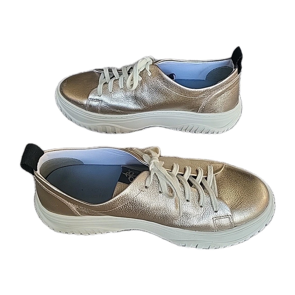 OTBT Pangea Sneakers Womens 9.5M Gold Leather Lace-Up Platform Shoes Brazil