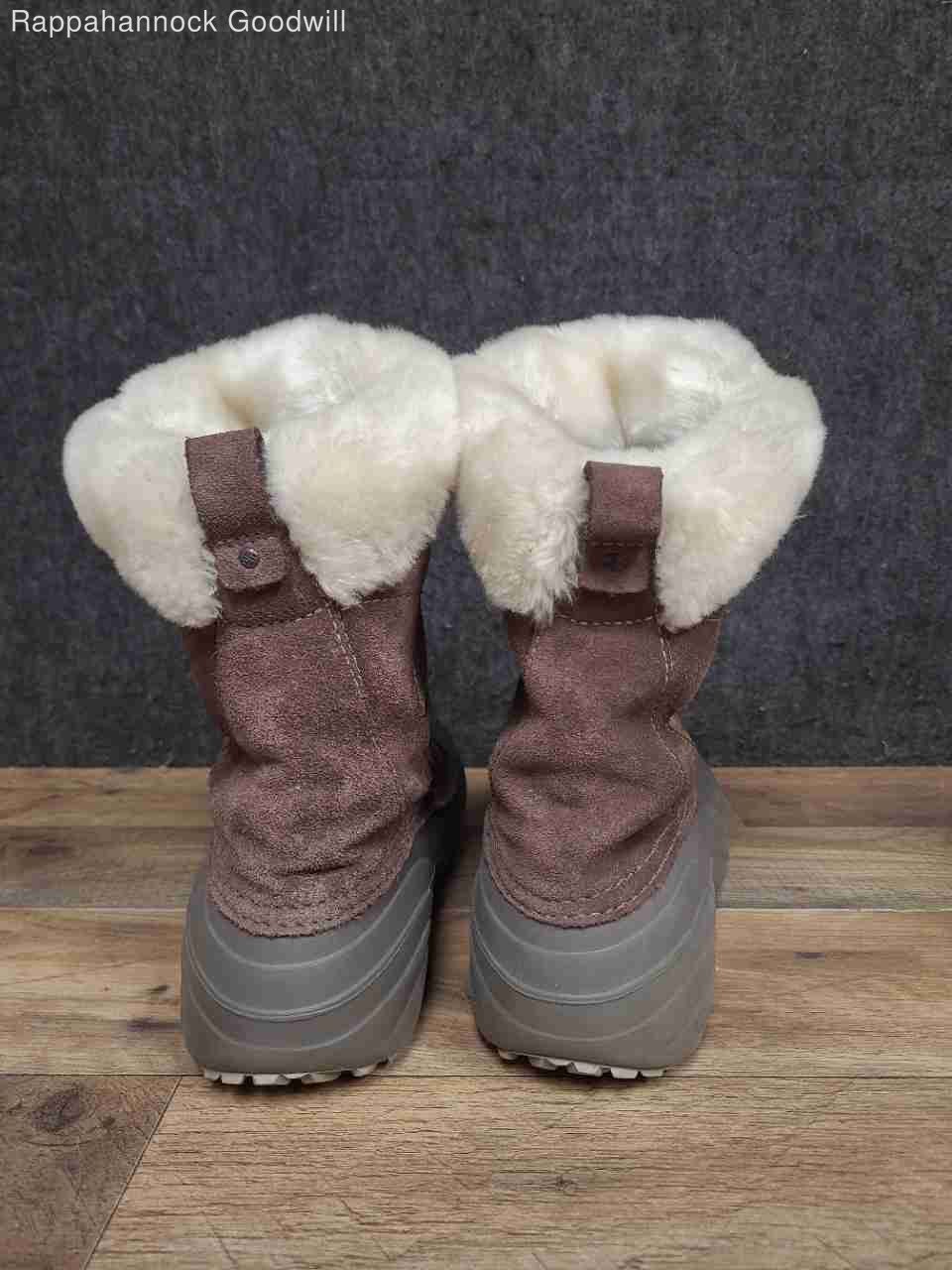 Columbia Sierra Summette Grey Faux Fur Trim Winter Snow Boots Women’s Size 10
