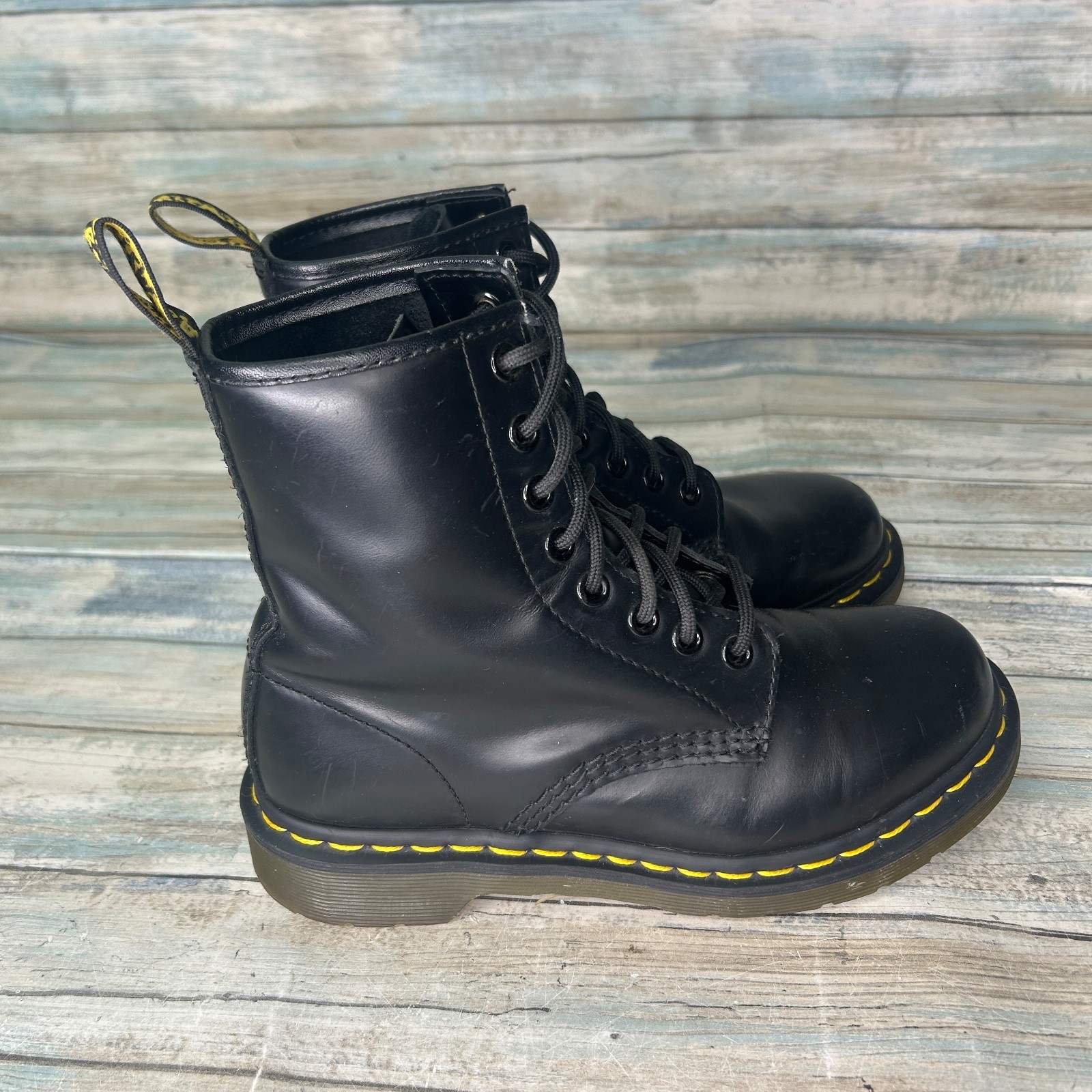 Dr Martens Boot Womens Size 5 US 1460 Soft Toe Work Black Leather Ankle Combat