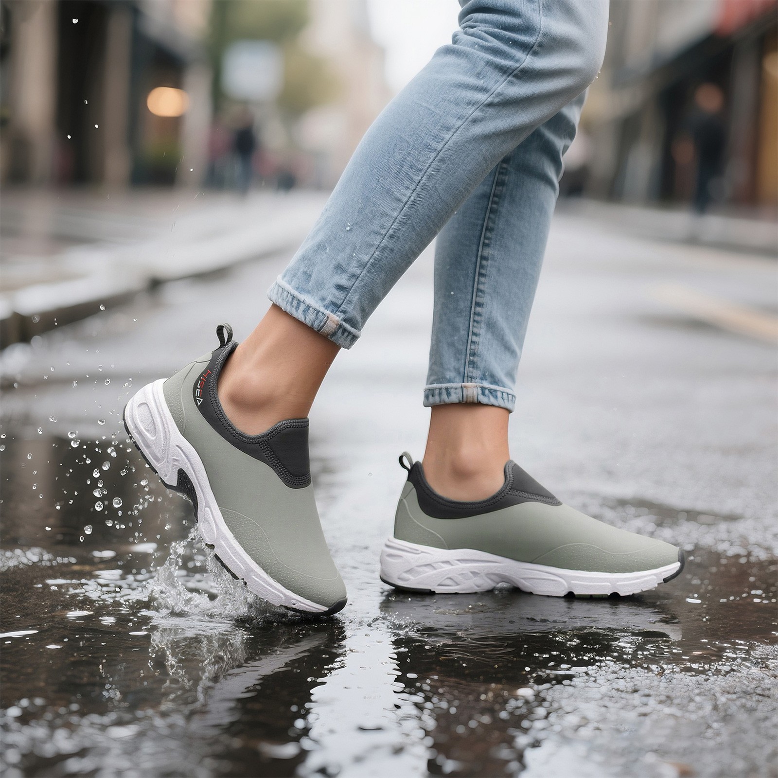 HISEA Women Waterproof Sporty Rain Shoes Slip On Walking Shoes Ankle Garden Shoe