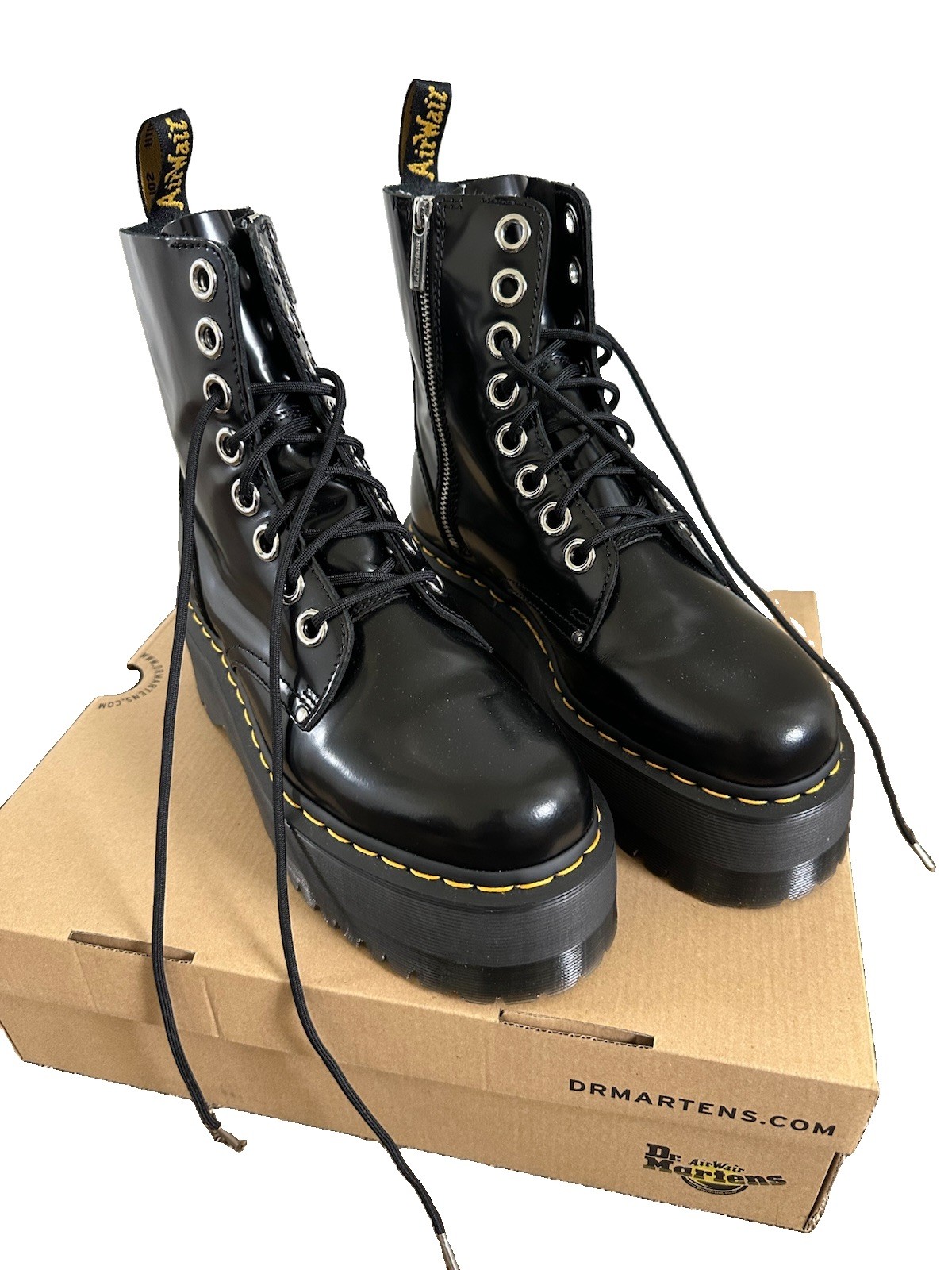Dr. Martens Jadon Max Black Leather Platform Combat Ankle Boots Lace-Up US 9