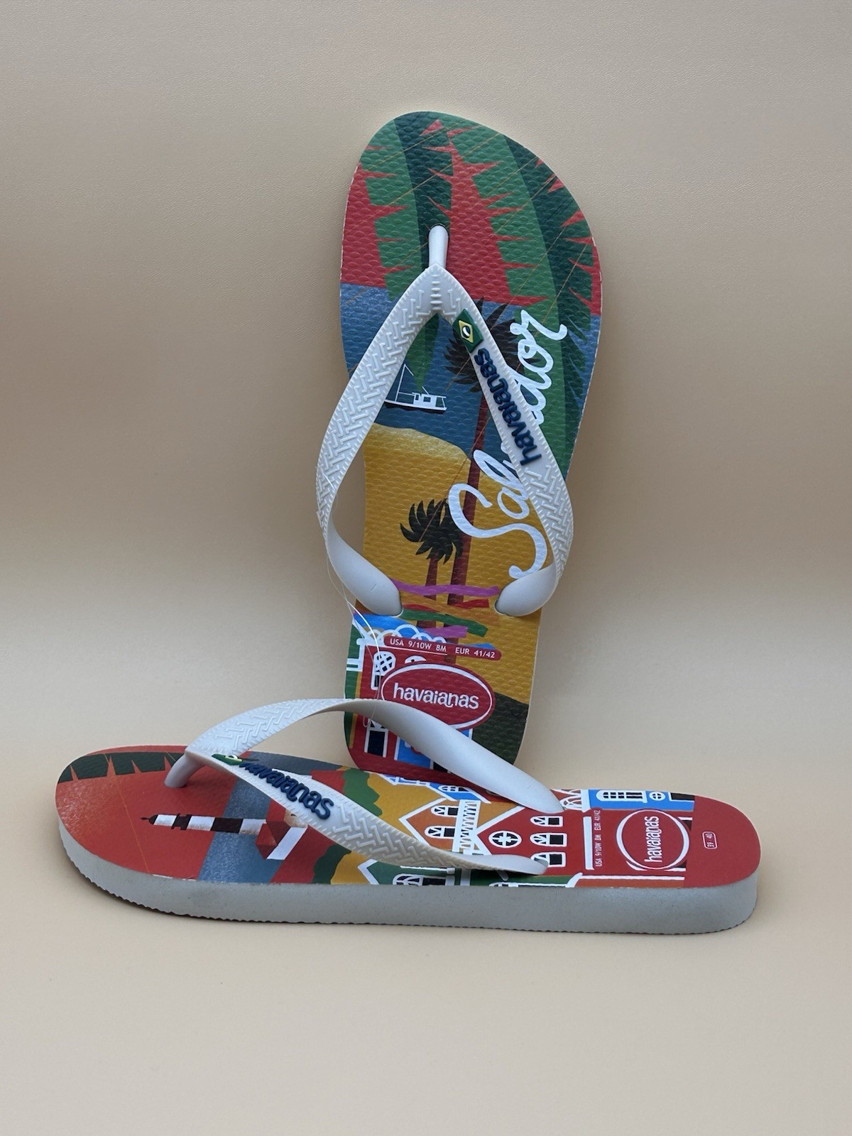 Havaianas Women’s/Men’s Top Postcard Salvador -Rubber Flip Flops-New – USA 9/10