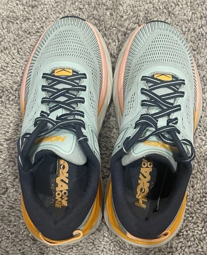Hoka One One Bondi 7 Blue Haze Orange Pink Women’s Size 8