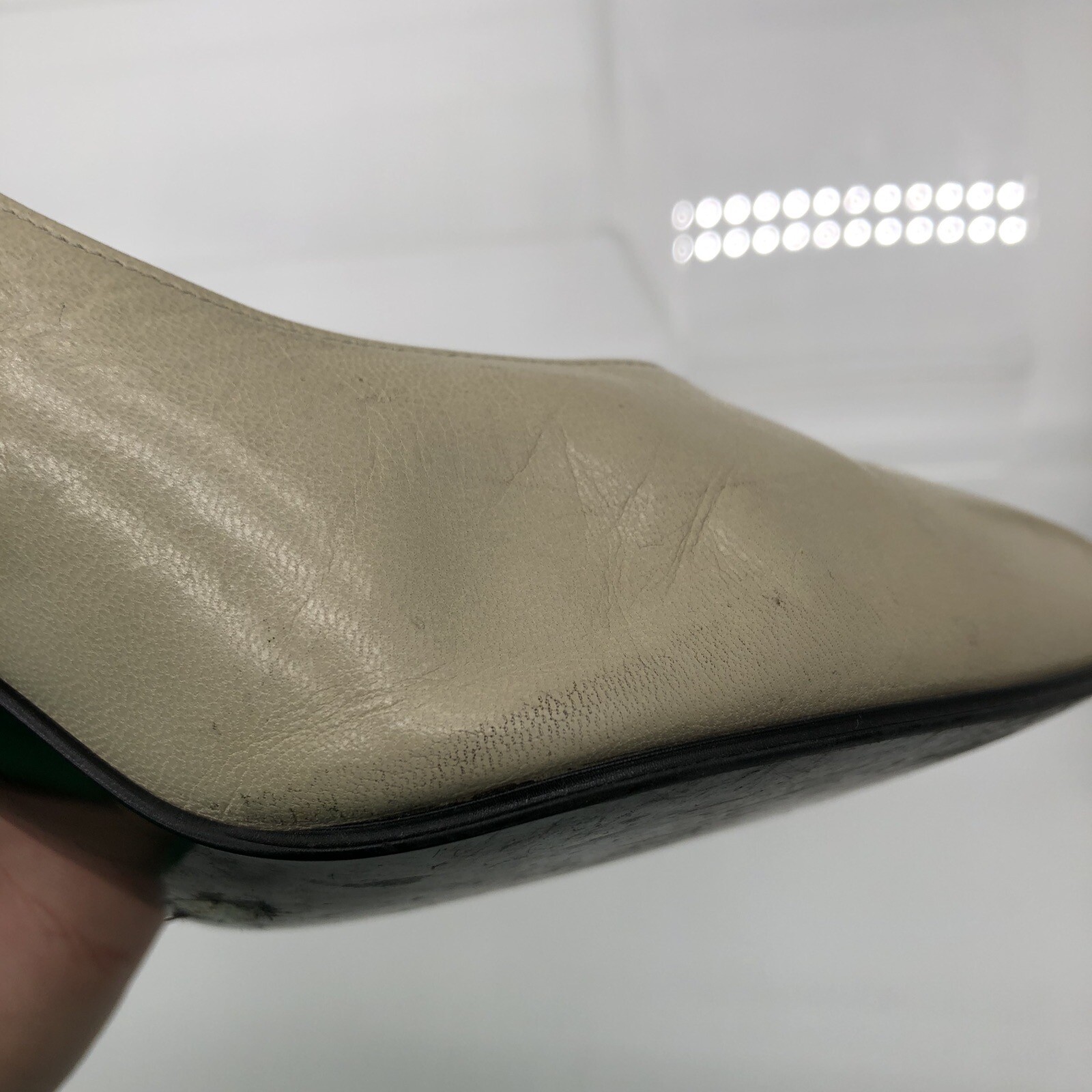 Patent Leather SAINT LAURENT YSL Heels Pumps Shoes Pale Nude Cream Size 35