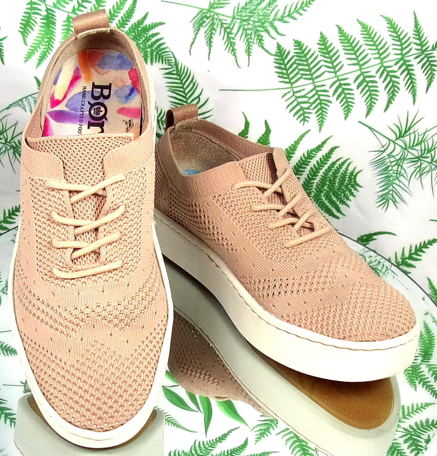 BORN SUNBURST PINK BLUSH FABRIC SNEAKERS SLIP ONS COMFORT SHOES US WOMENS SZ 7 M