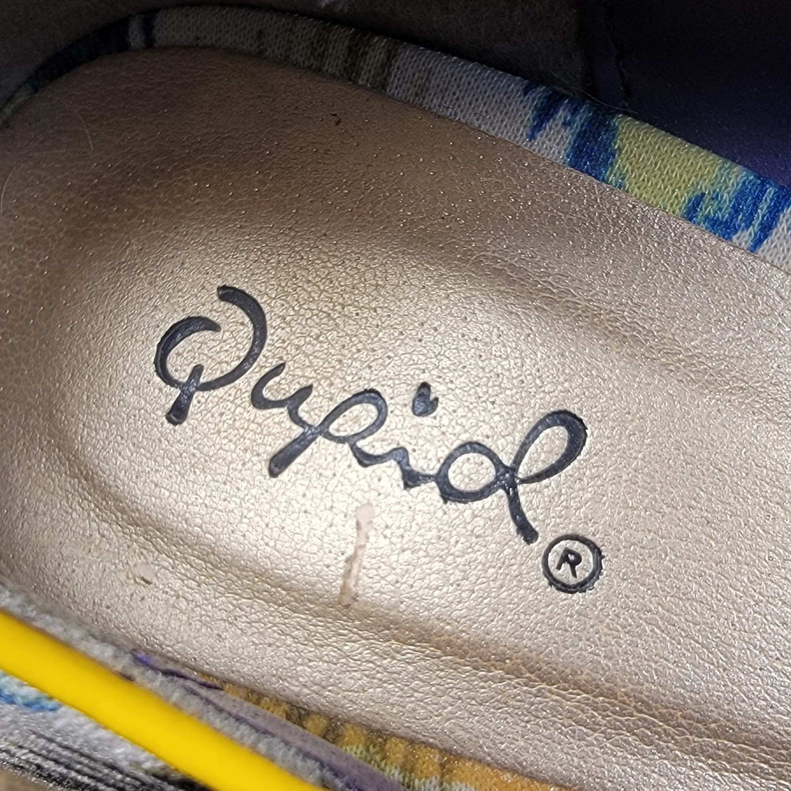 Qupid Platform Heels Blue Yellow White Print Espadrille Pumps Women’s Size 9