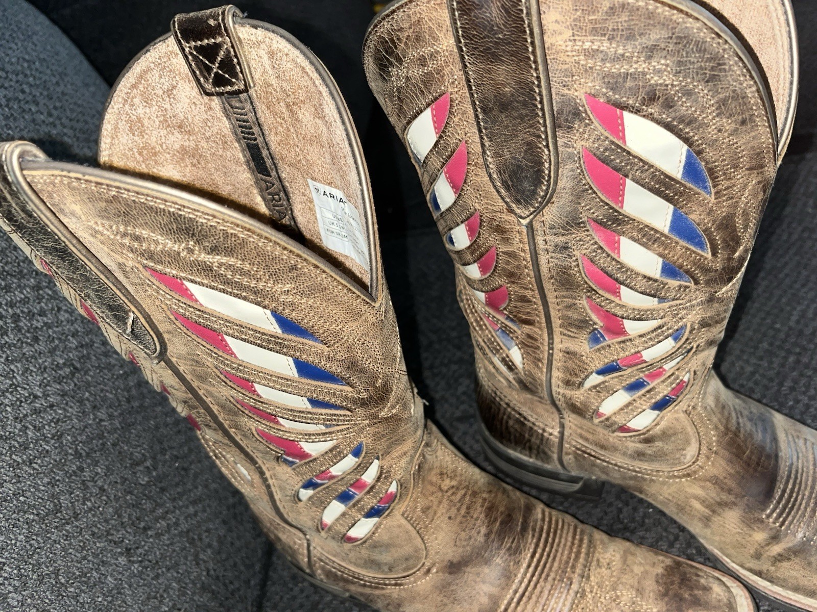 Ariat Square Toe Women Size 8 Red White And Blue Boot
