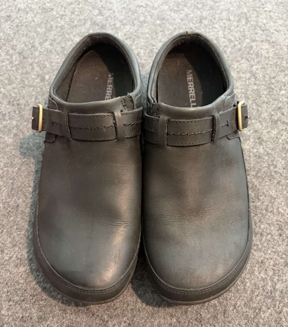 Merrell Encore Kassie Buckle Leather Mule Clog Women’s Size 7.5 Black