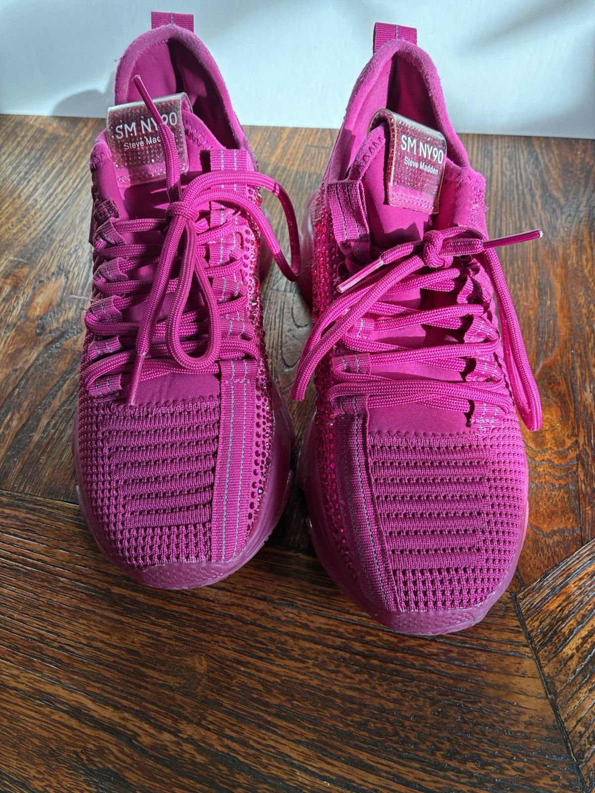 Steve Madden Women Size 7.5 SM NY90 PINK Maxima Chunky Sneaker Rhineston Sparkle