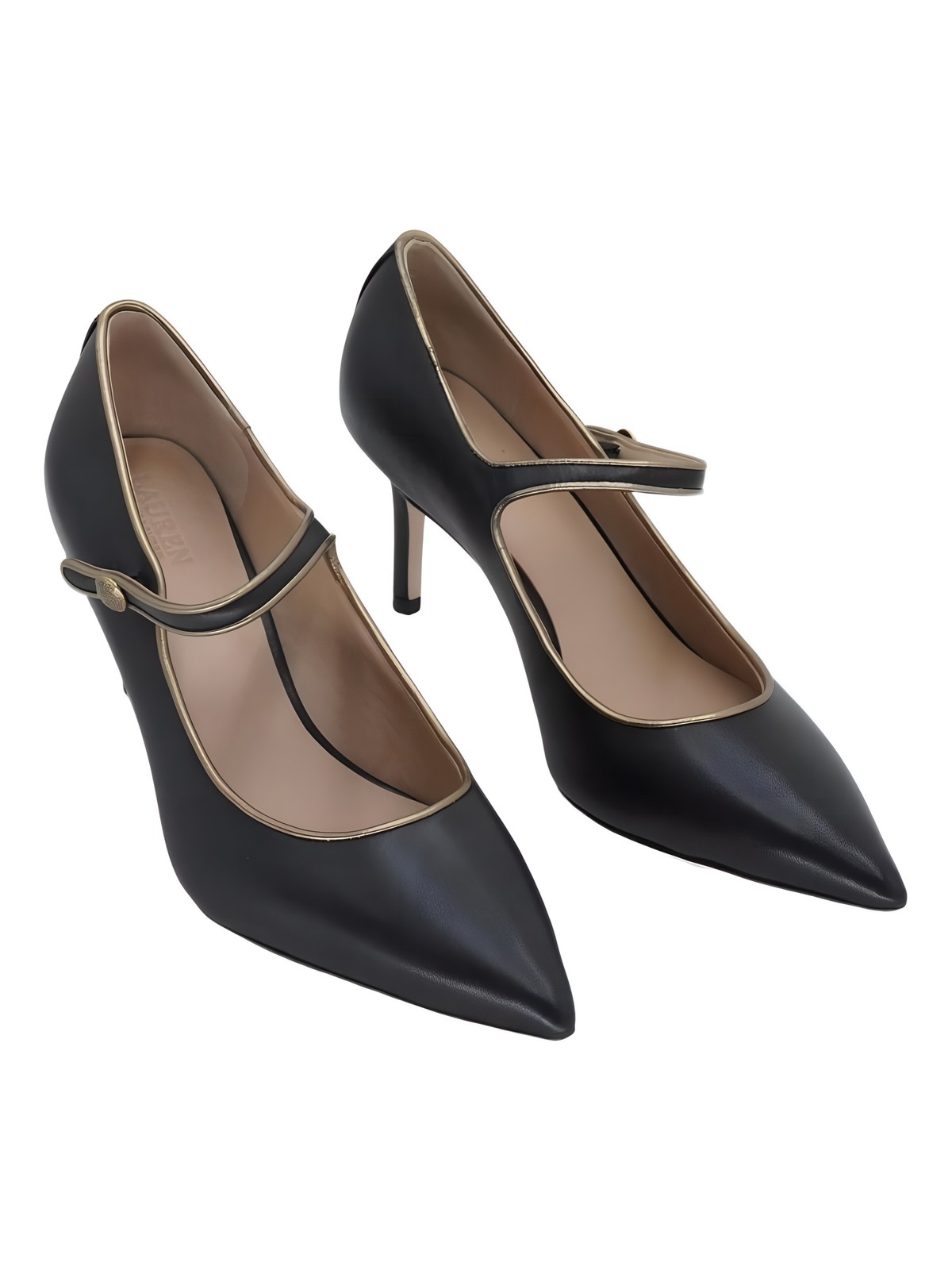 Lauren Ralph Lauren Lanette Mary Jane Pump 2.75in Black/Gold US 7.5 EU 37.5