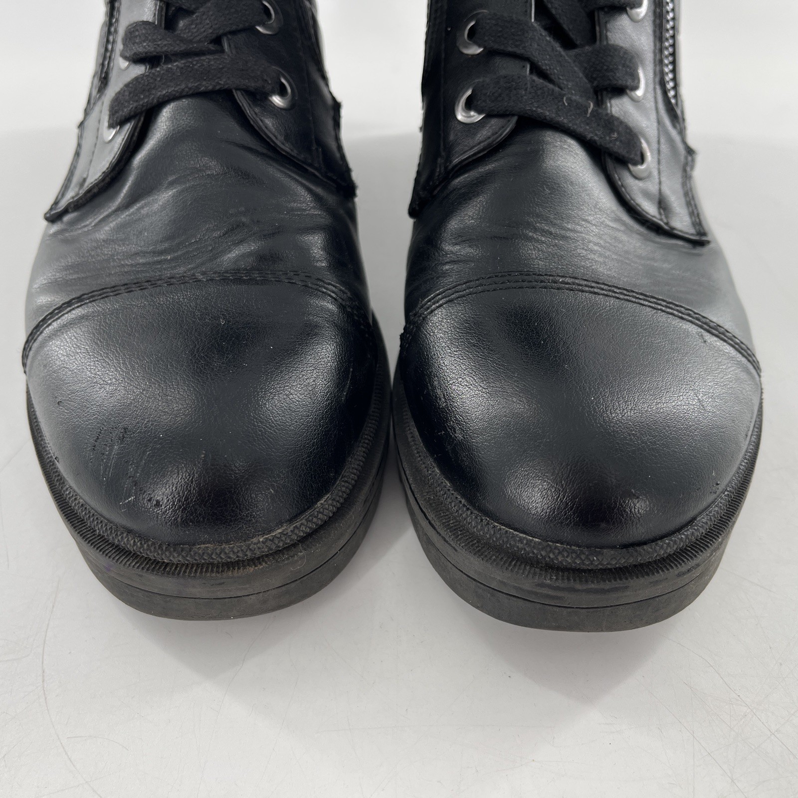Quilted Moto Biker Womens Boot Combat Goth Nine West Bootie Zip Faux Leather 9.5