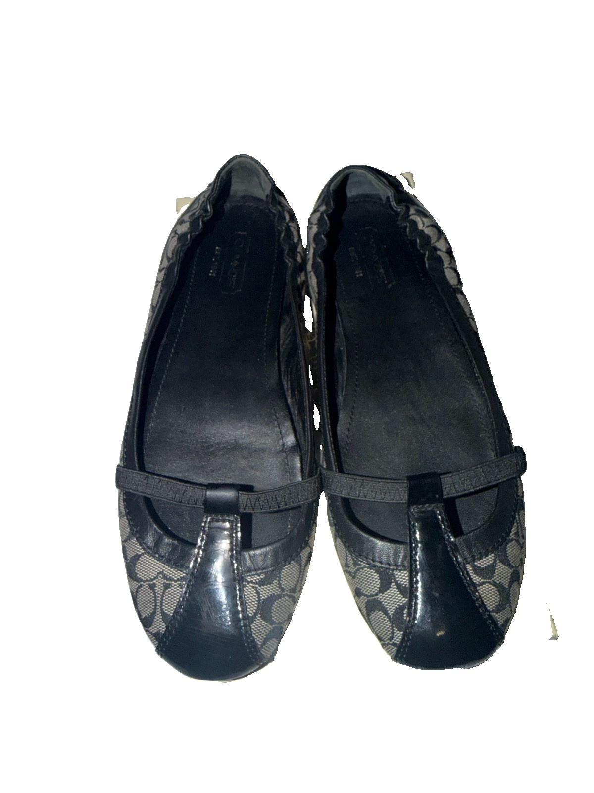 Vintage Coach Flat Shoes Size 7.5 Leather Trim and Signature Coach Canvas Logo