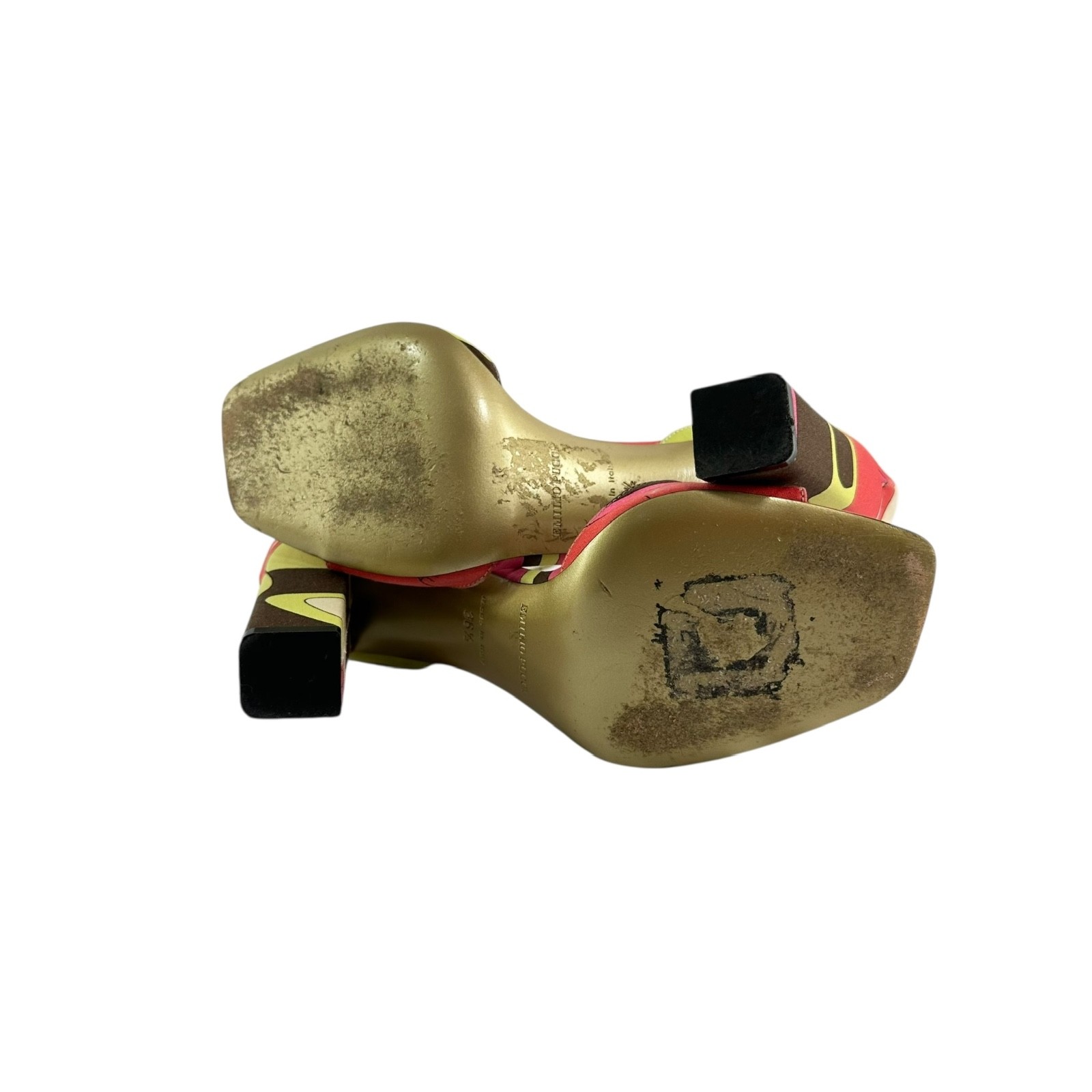 Genuine EMILIO PUCCI Printed Multicolor Heels Ankle Strap 36.5 6.5