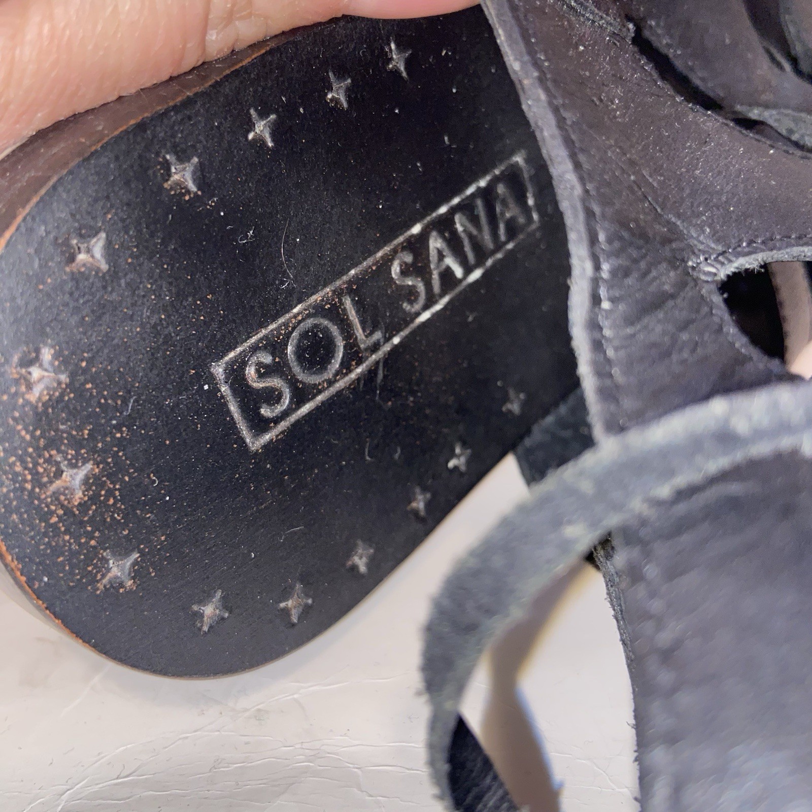 Sol Sana Shoes Womens Size 7.5 EU 38 Black Leather Strappy Sandals Boho Goth