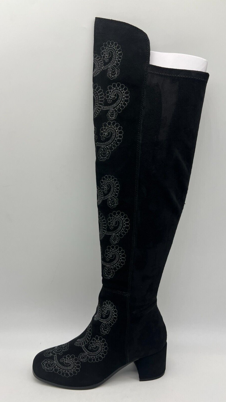 Sbicca Chenoa Black Over The Knee Boots Size 7.5 Embroidery Textile & Leather