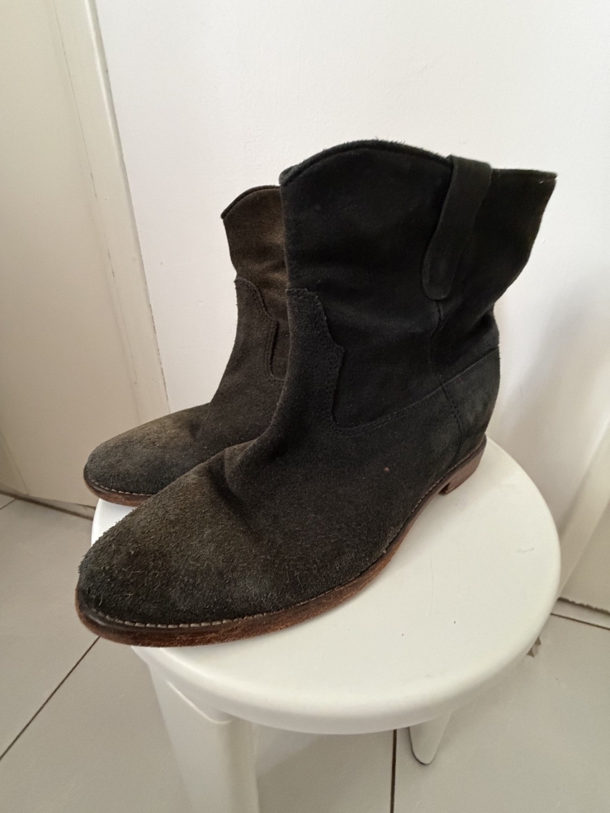 ISABEL MARANT-boots susee- suede-wedges- faded black- 42