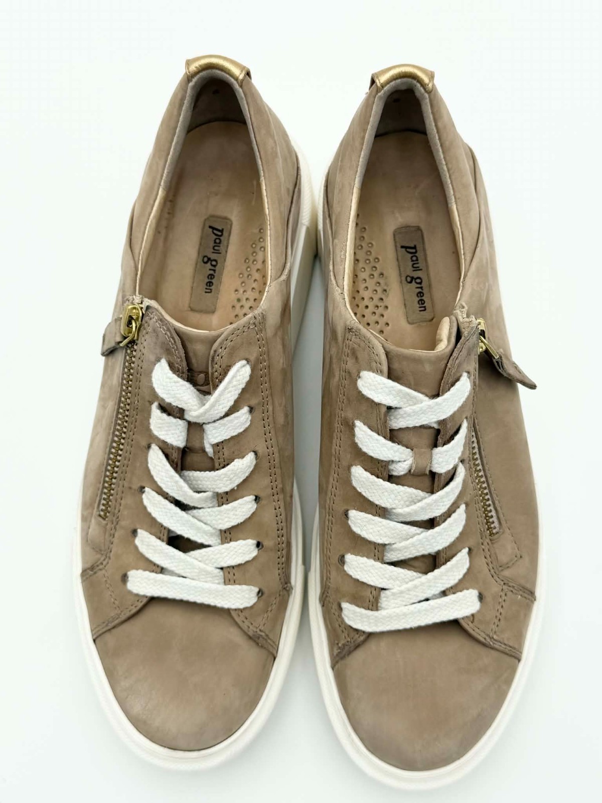 Paul Green Demi Platform Side Zip Sneaker Tan ALPACA Nubuk Women’s Size 10***