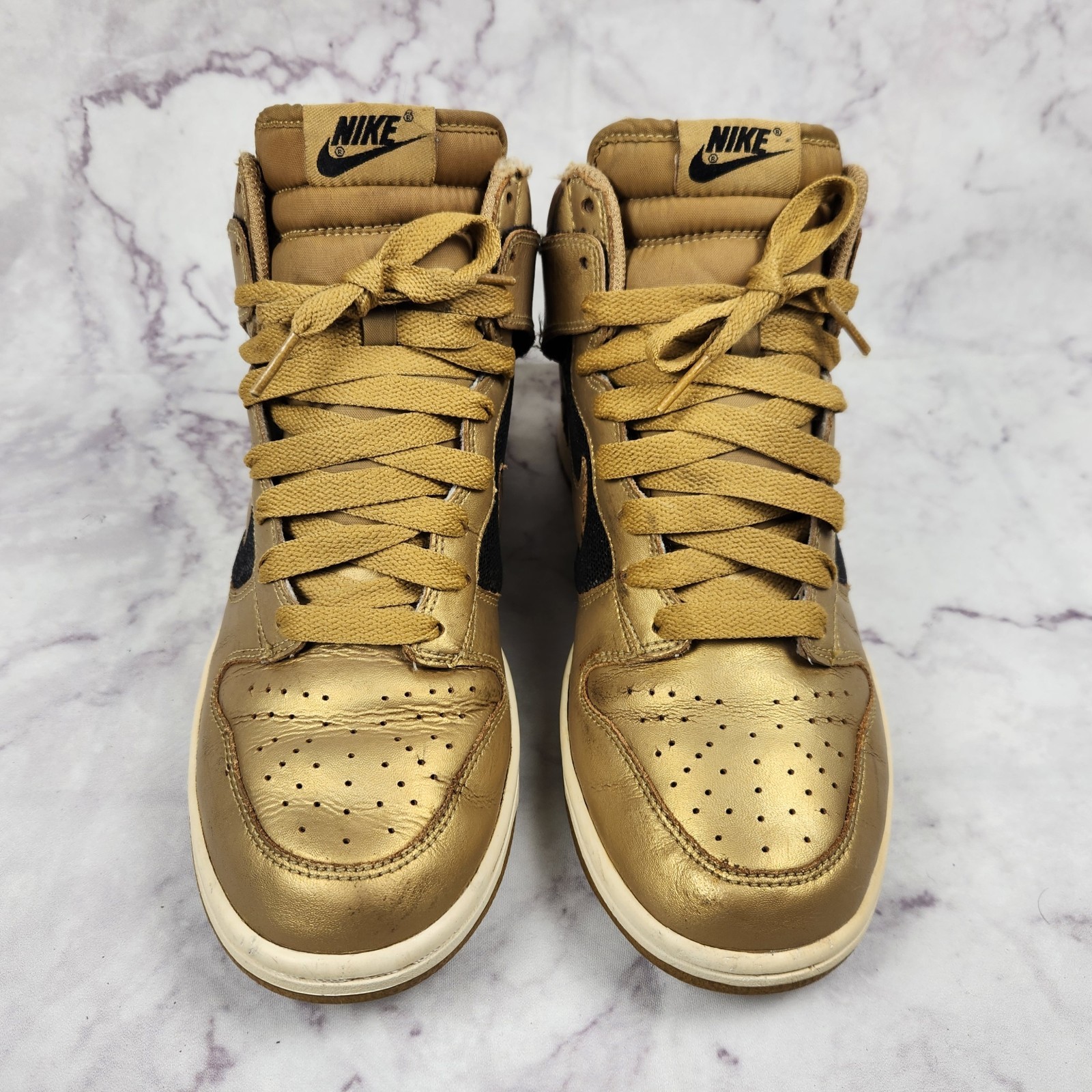 Nike Dunk High 325203-771 Sneakers Metallic Gold/Black Womens Size 9