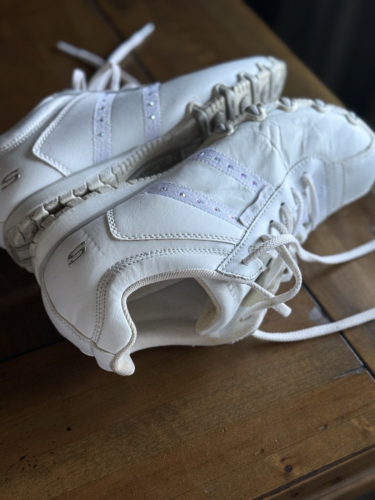 Vintage Skechers White & Silver Bling Dance Cheerleading Gymnastics Band – 7.5