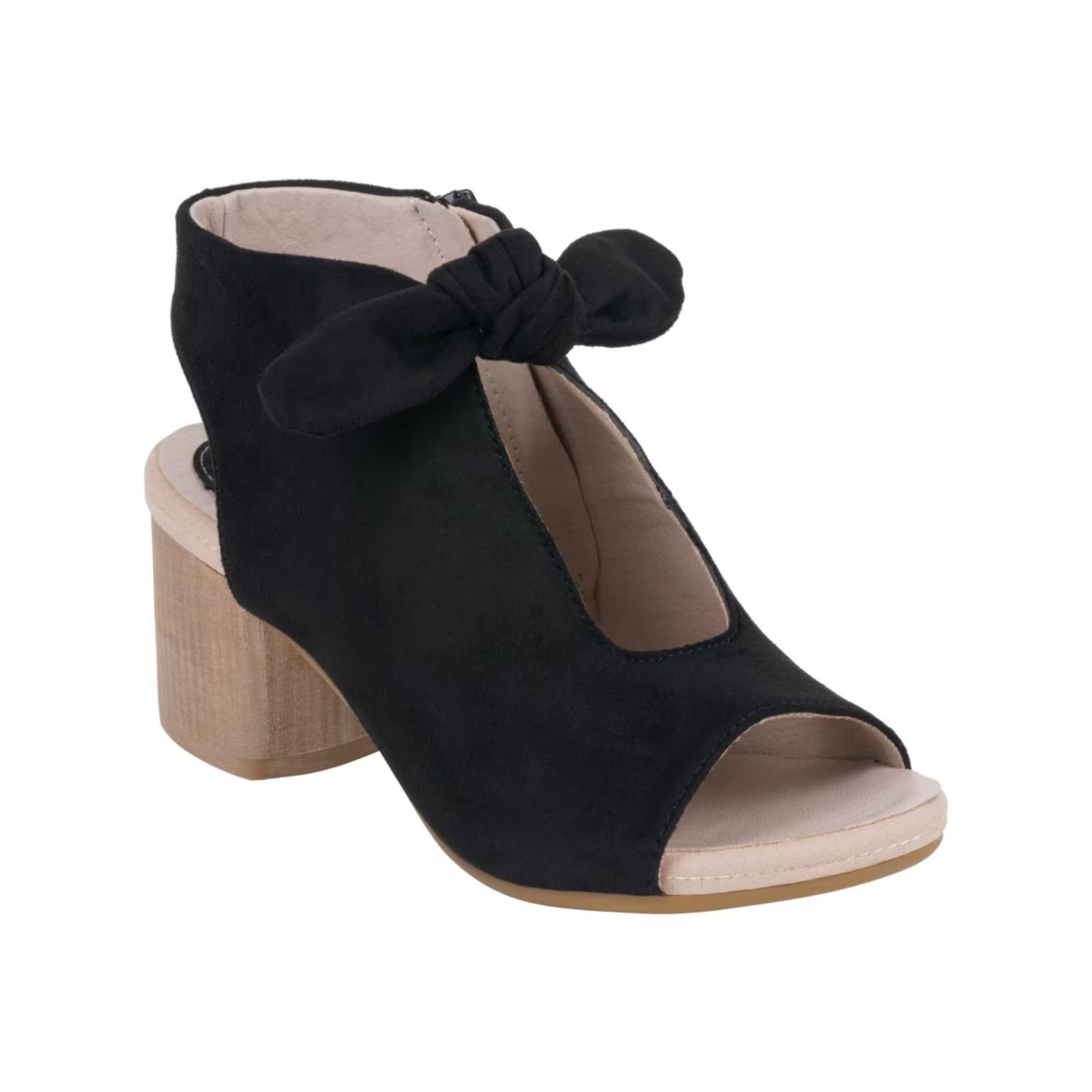Women’s GC Shoes Kimora Knot Detail Block Heel Dress Sandals Black Suede