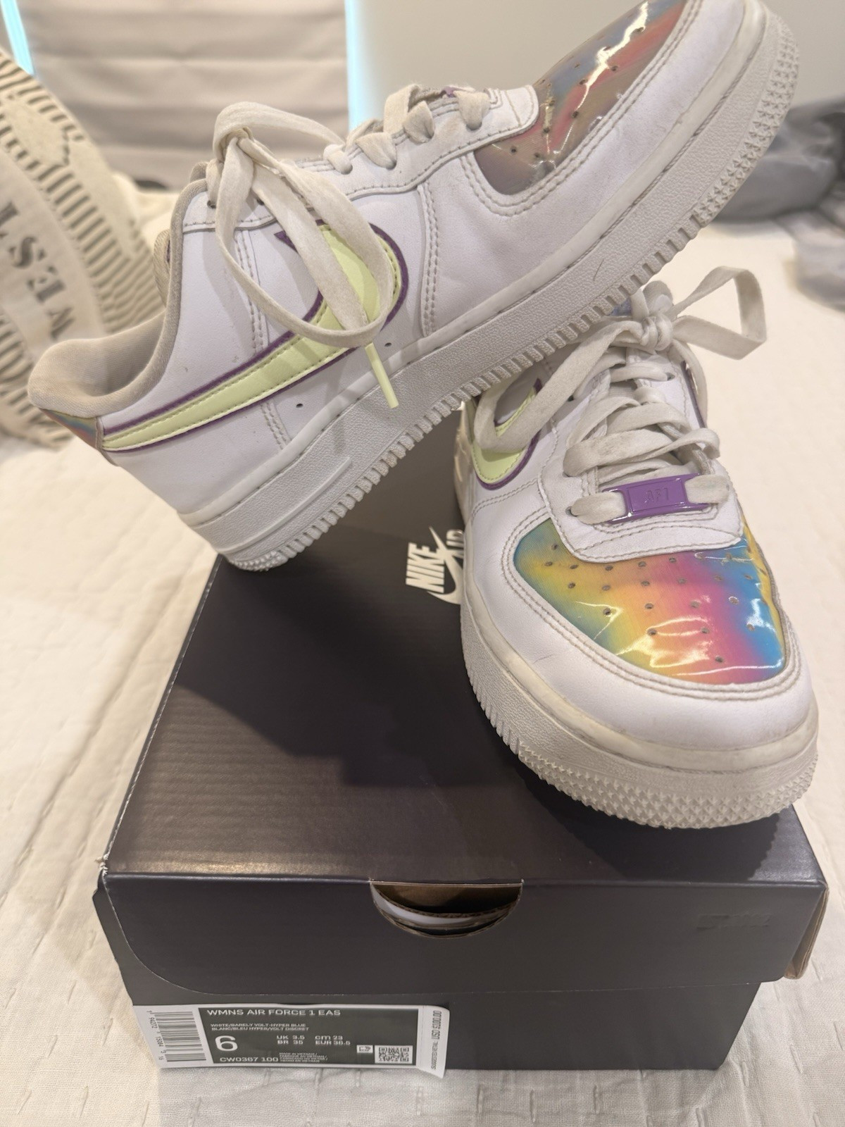 Nike Women’s Air Force 1 Low Easter 2020 Leather White Volt Blue CW0367-100