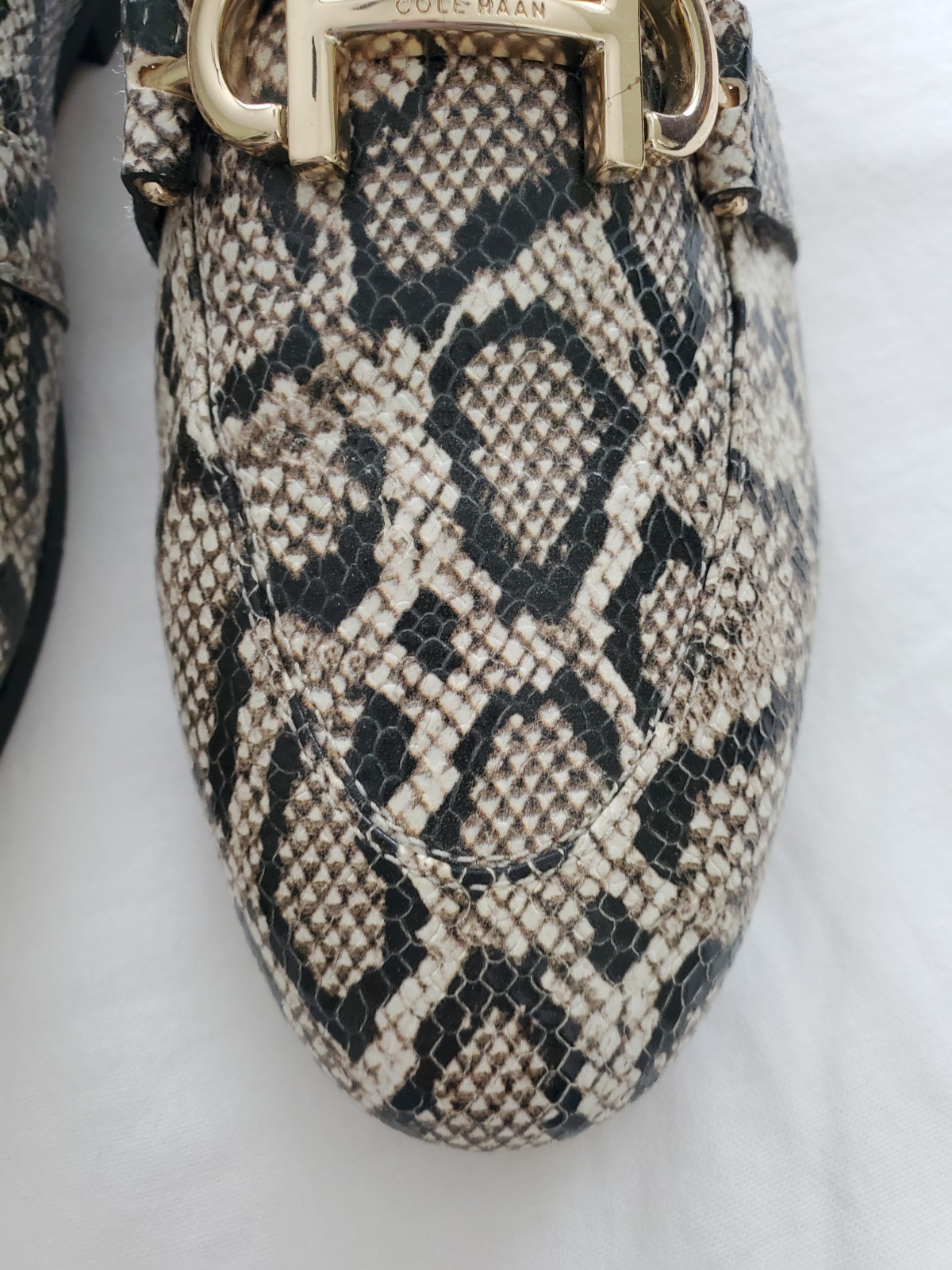 Cole Haan Grand Series Loafers Women 8.5B Multi Snake Print Embossed Leather EUC